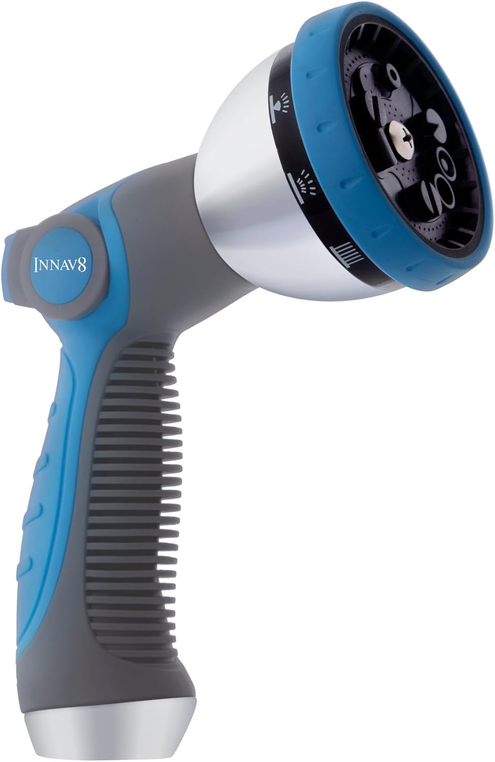 INNAV8 Garden Hose Nozzle Heavy Duty, Water Hose Sprayer Nozzle for Outdoor| THUMB CONTROL On Off Valve for Easy Water Control, 10 Spray Patterns - Water Hose Nozzle Head Attachment