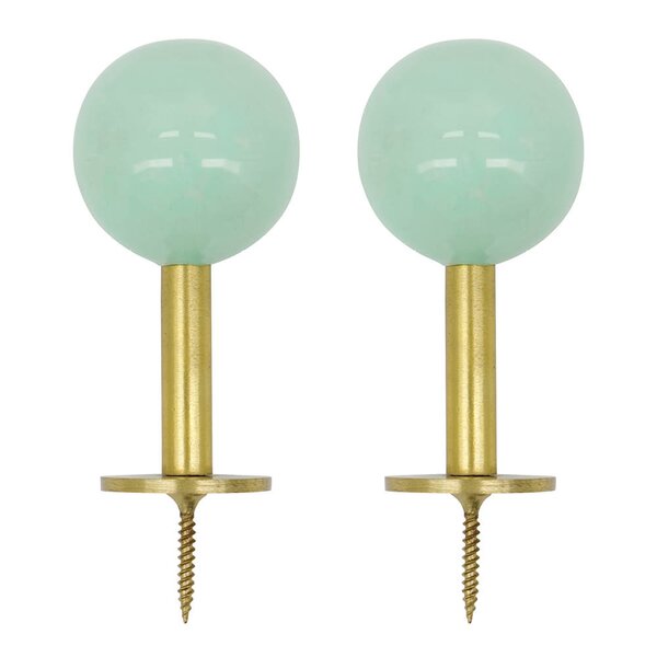 Ball knagg 8x4 cm 2 stk messing/aqua