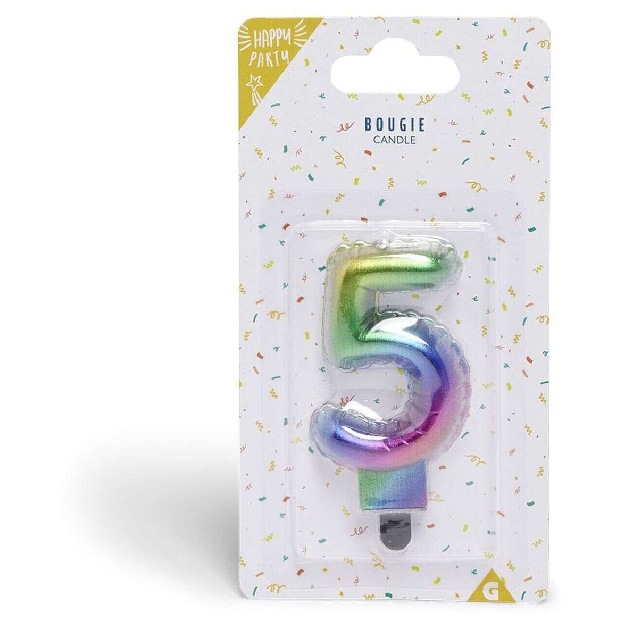 Bougie anniversaire chiffre 5 iridescent