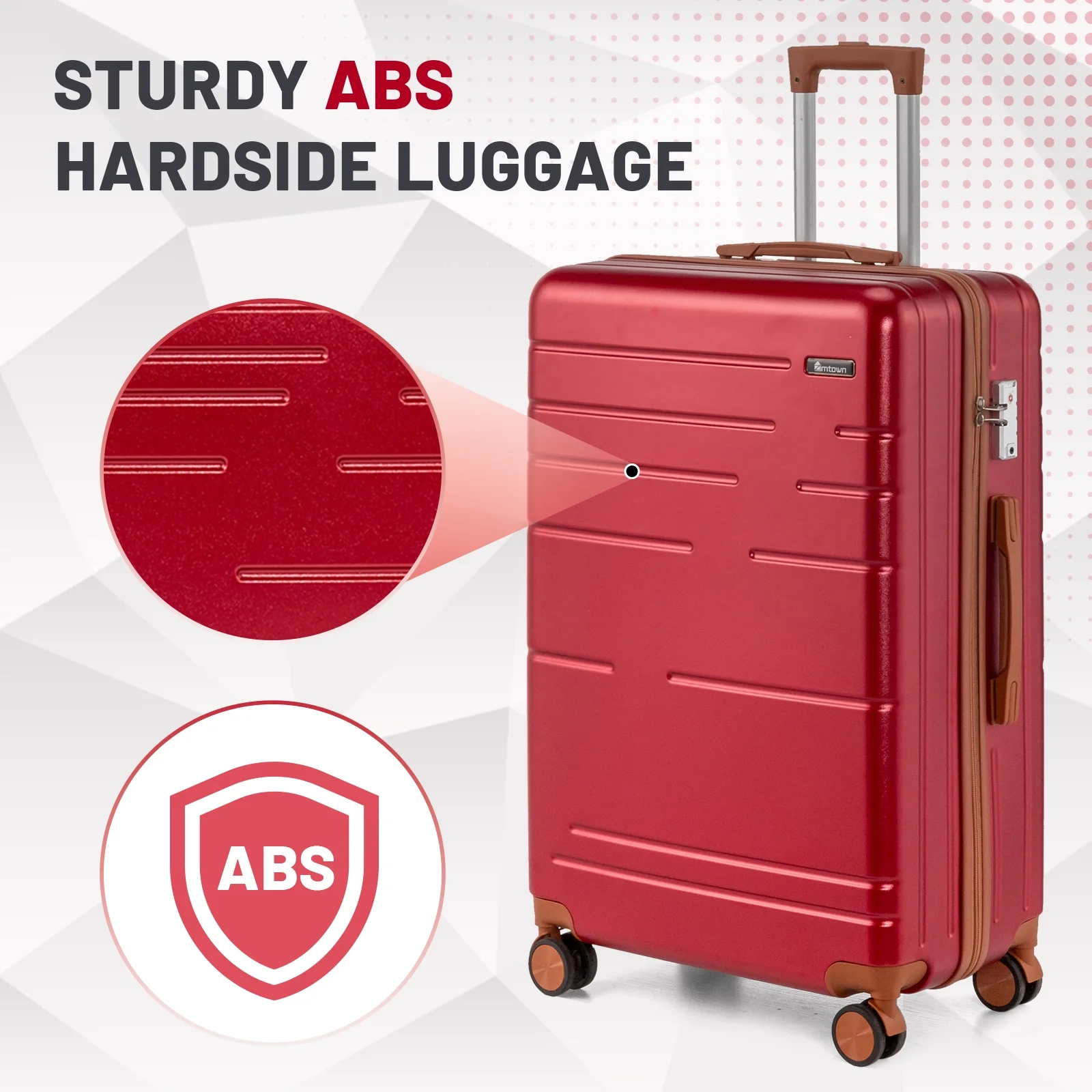 Zimtown Luggage 3 Piece Set Suitcase ABS Hardside Lightweight with TSA Lock Spinner Wheels, Beige