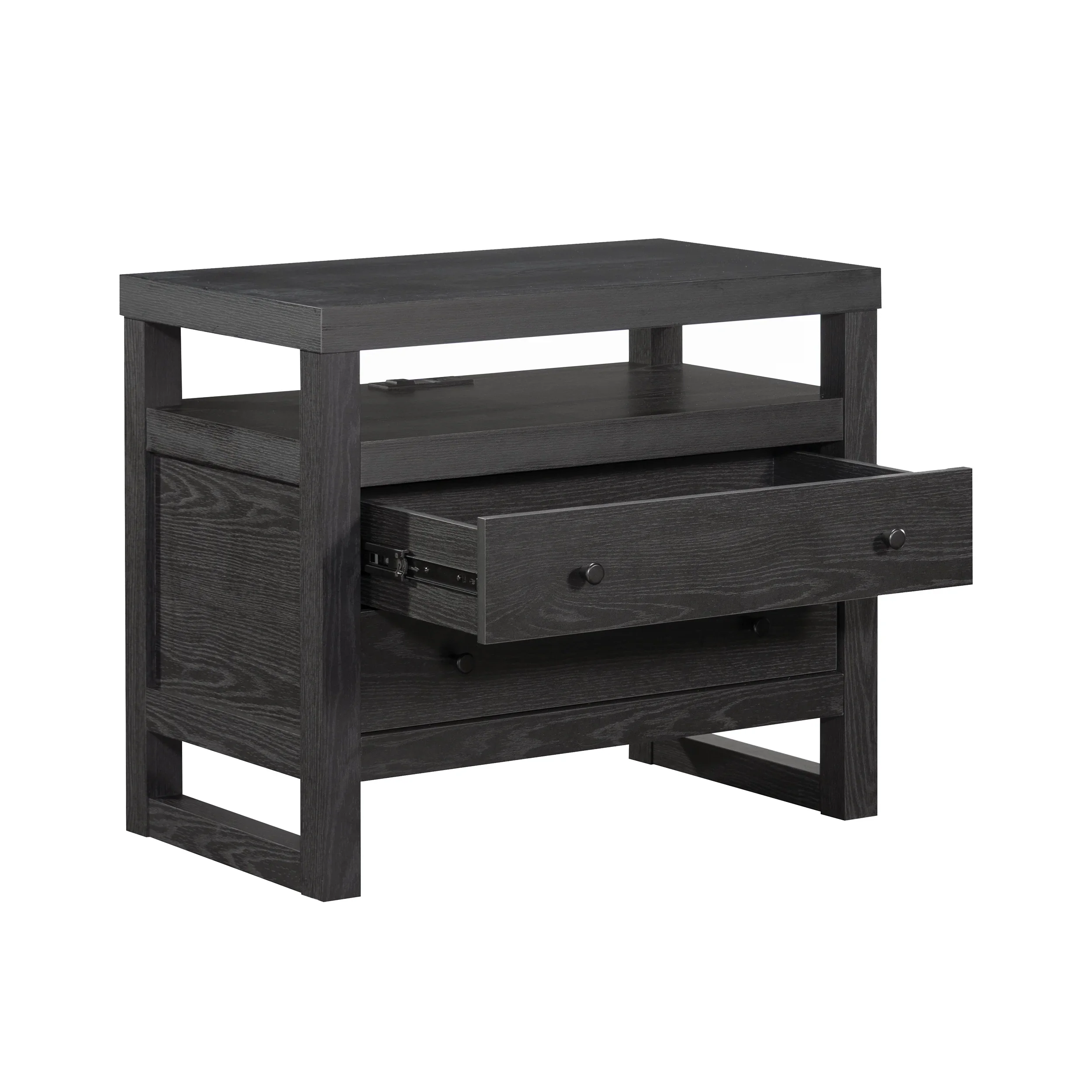Better Homes & Gardens Ezra 2-Drawer Nightstand, Rich Black Finish