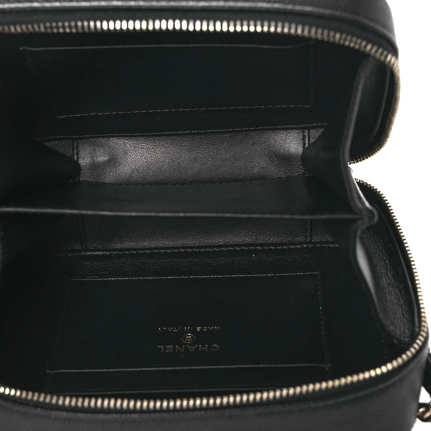 Caviar Quilted CC Filigree Vanity Clutch With Chain Black