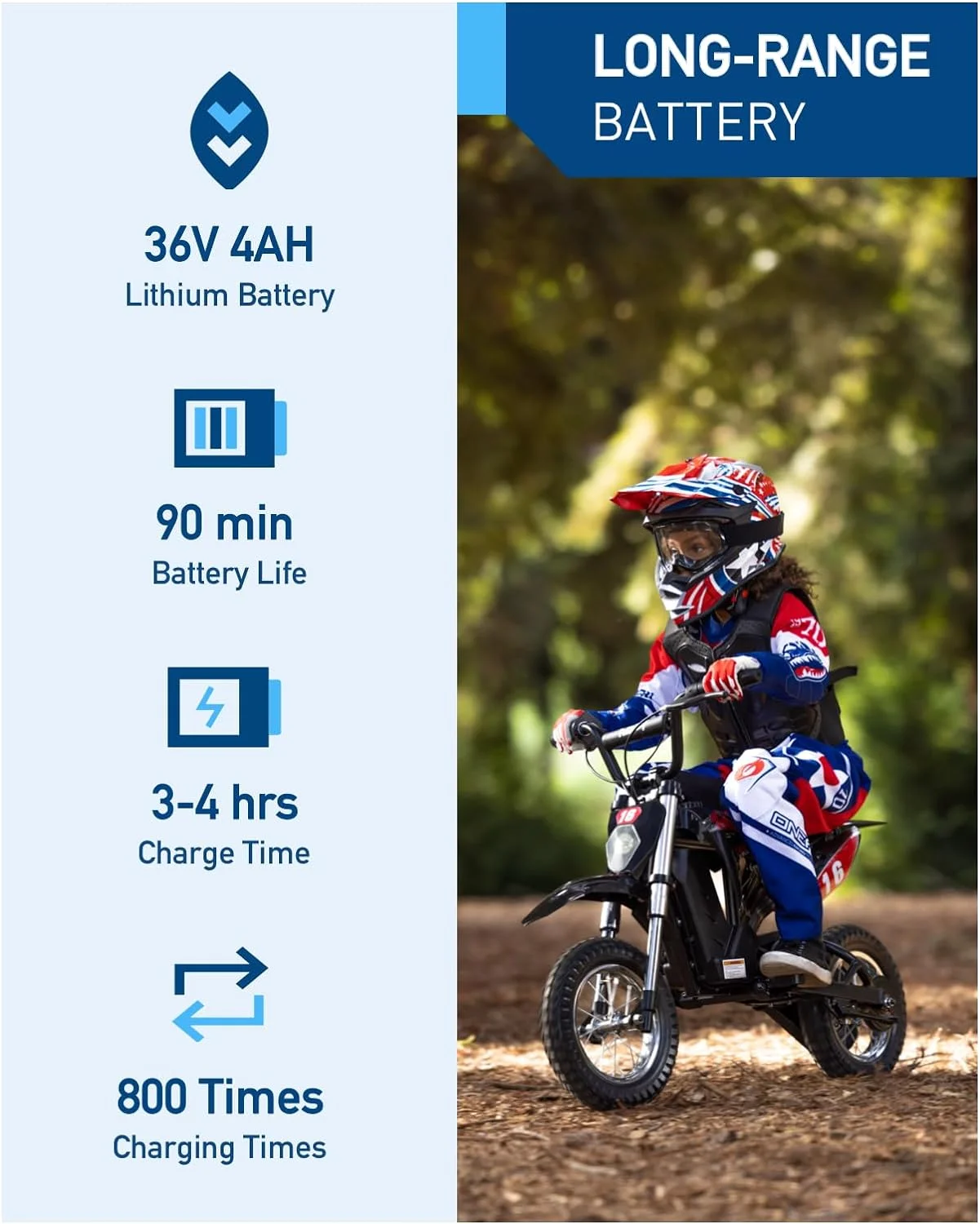 DK1 Electric 300W Dirt Bike, for 3 Years to 13 Years Blue(Blue) - Image 4