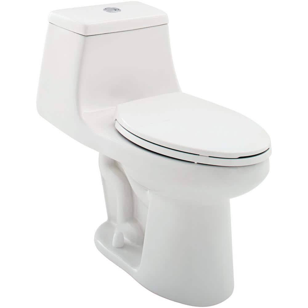 Glacier Bay 1-Piece 1.1 GPF/1.6 GPF High Efficiency Dual Flush Elongated Toilet in White Slow-Close. Seat Included N2420-Instock