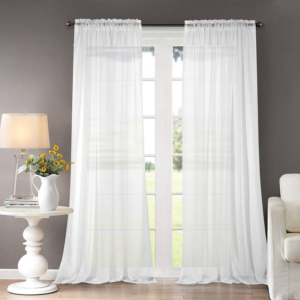 Dreaming Casa White Sheer Curtains Solid Voile Window Treatment Draperies 84