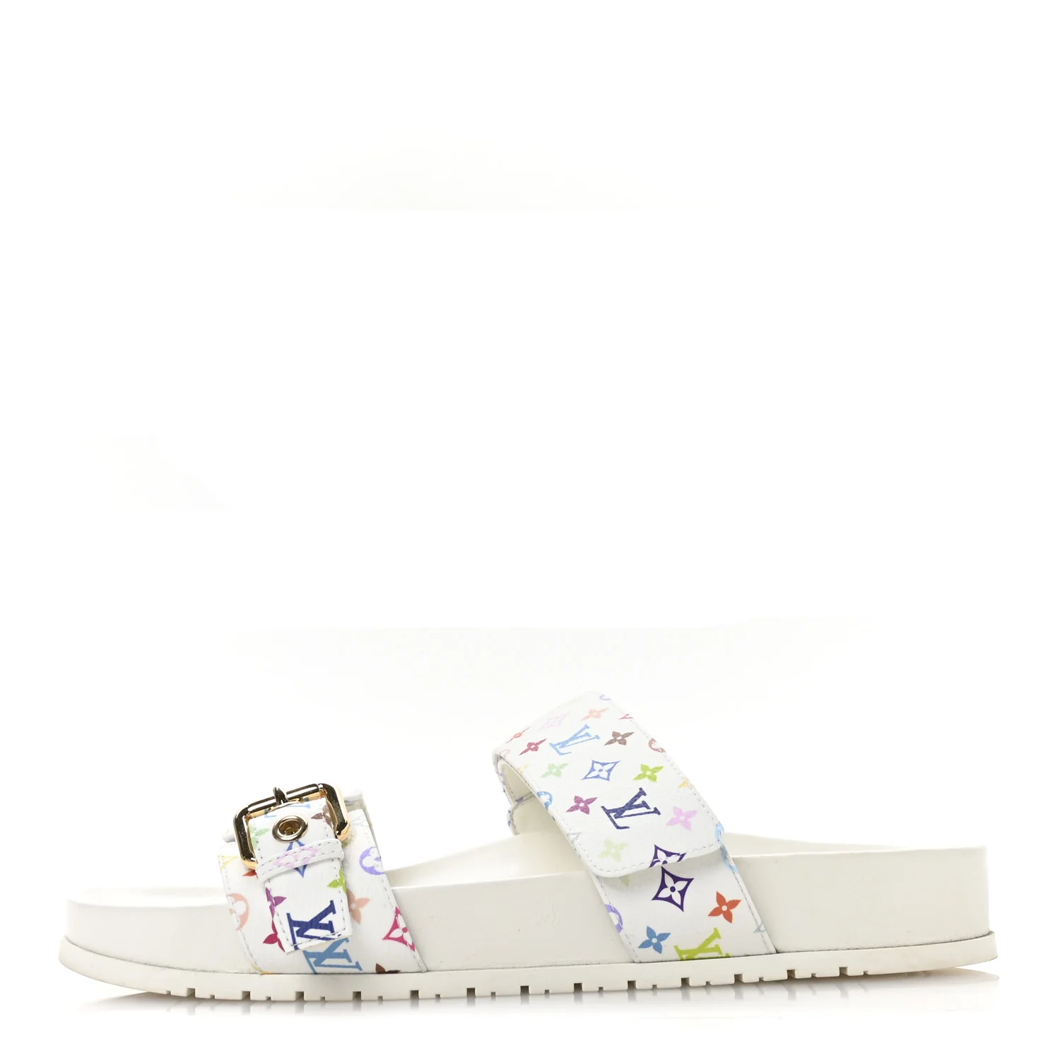 LV X TM Monogram Multicolor Bom Dia Comfort Mule Sandals 38.5 White