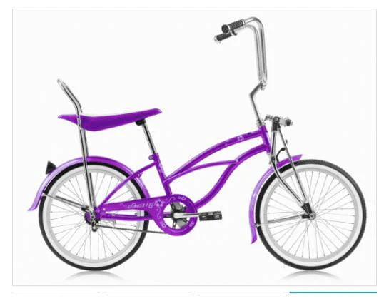 Wonder Wheels 20 In. Beach Cruiser Lowrider Coaster Brake Single Speed Bicycle, Bike with Banana Seat Stainless Steel Spokes One Piece Crank Alloy Rims 36 H - Purple
