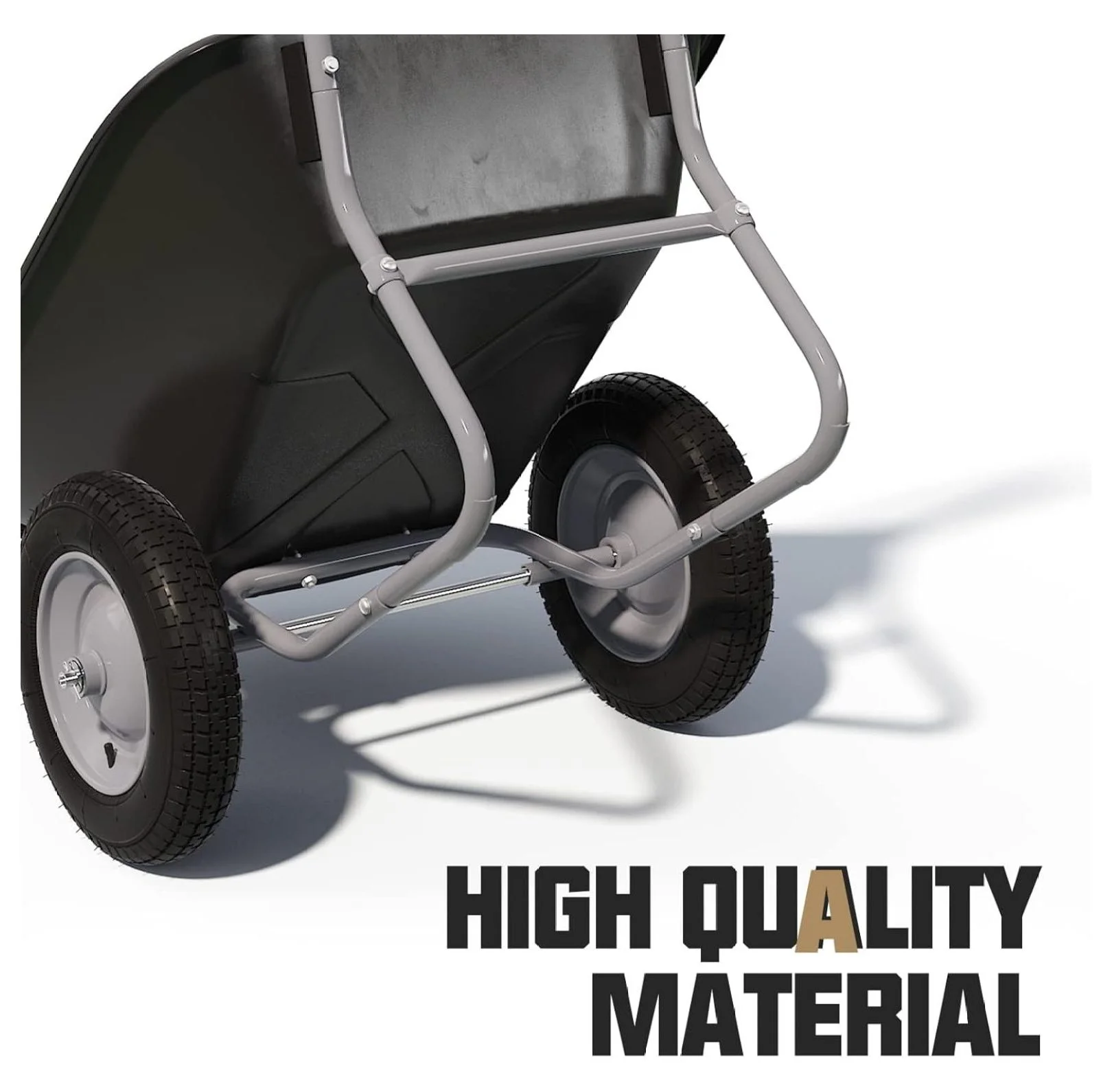 Enlarged 2-Wheel Wheelbarrow, Easy Loading and Dumping Garden Cart, Heavy Duty Utility Dump Cart for Outdoor Lawn Yard Farm Ranch, Black - Image 3