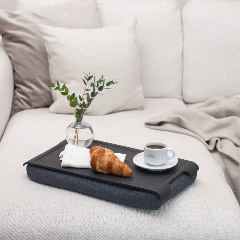 Laptray knebrett anti-slip 43x23 cm svart/grå