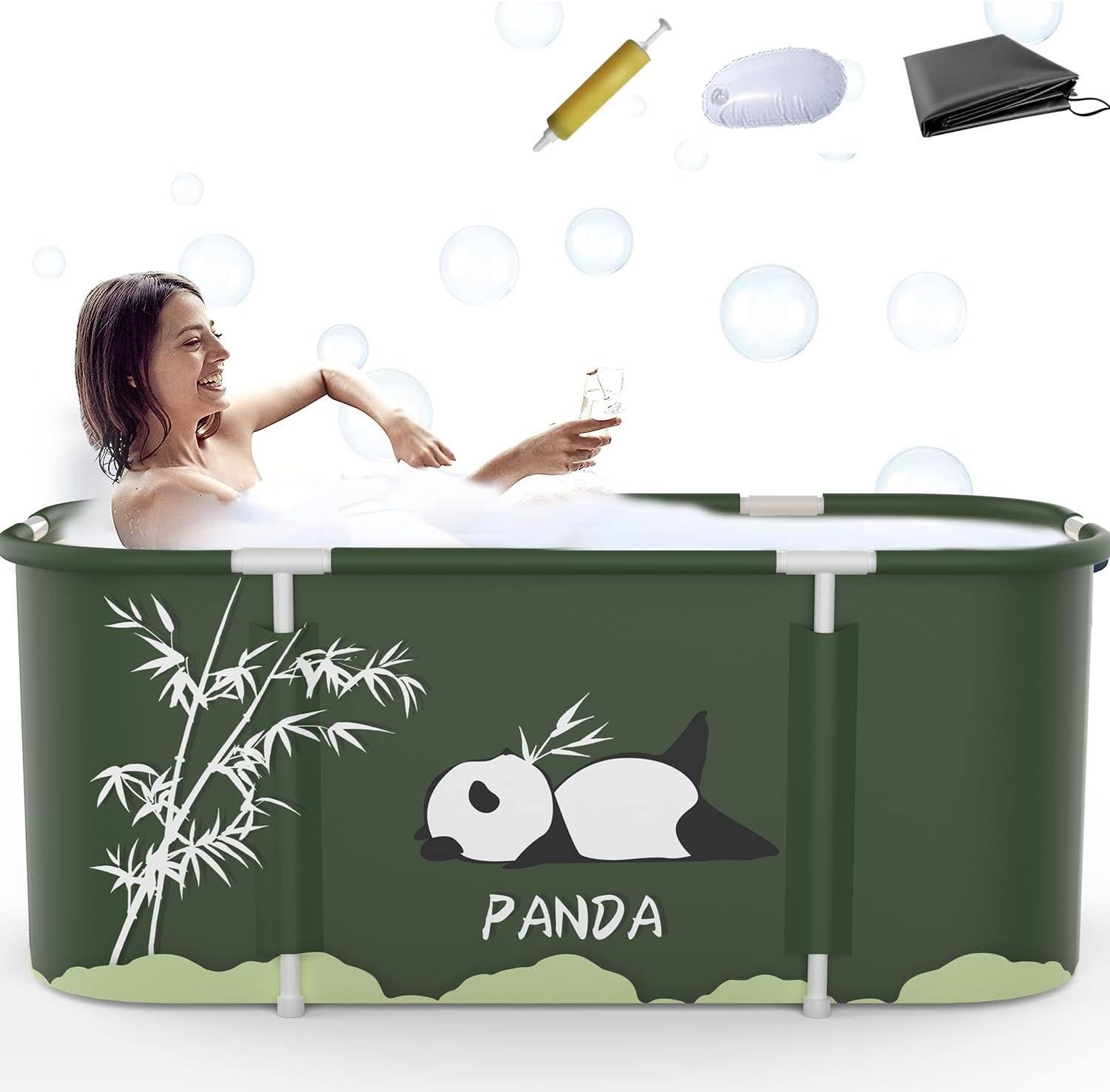Portable Bathtub Kit, Foldable Soaking Bathing Tub for Adults, Soaking Standing Bath Tub for Shower Stall, Separate Family Bathroom Spa Tub, Ideal