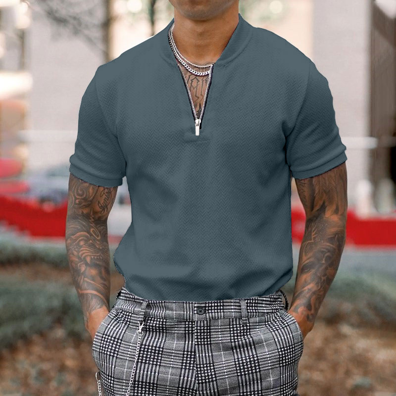 T-shirt de sport à manches courtes et fermeture éclair pour homme d'affaires