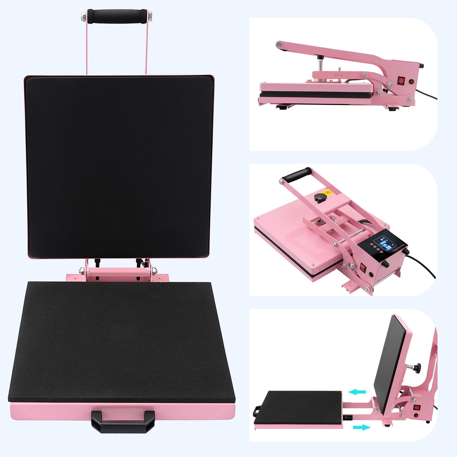 15x15 Inch Heat Press for T Shirts, 1400W Slide Out Heat Press Machine, Clamshell Heat Press Machine Steady and Even Heat Performance Large Heat Transfer Machine for T-Shirts, Bag Mouse Pad