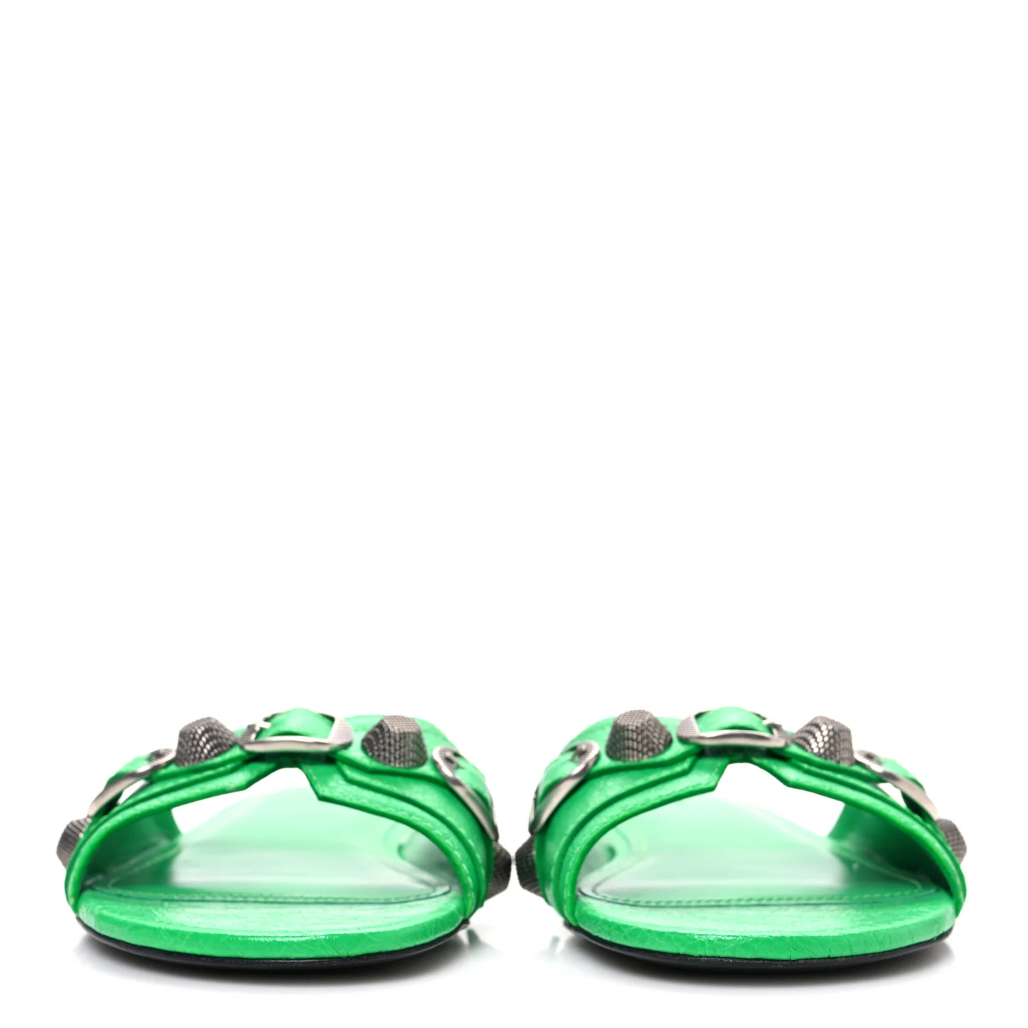Agneau Arena Cagole Flat Slide Sandals 37 Vivid Green