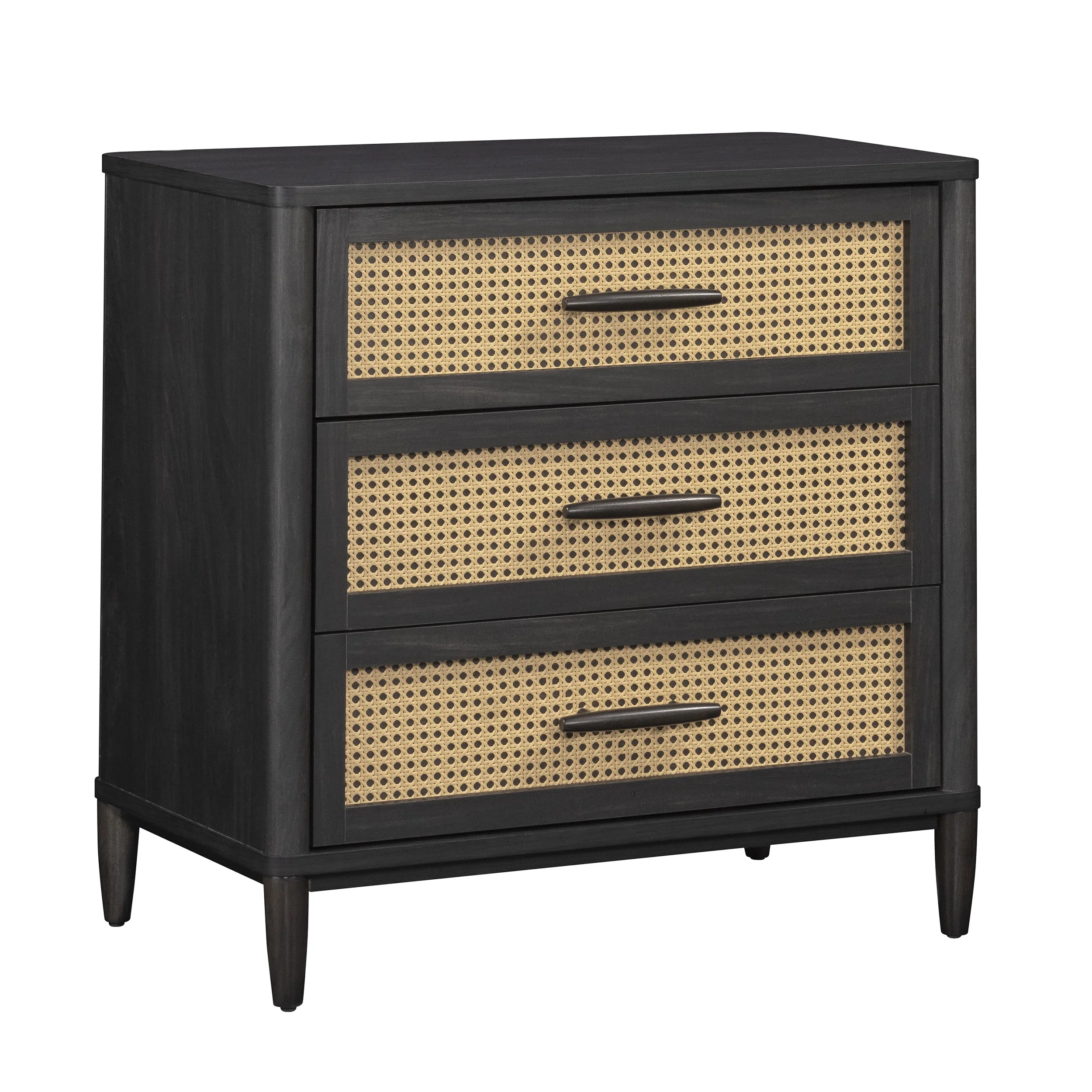 Better Homes & Gardens Springwood Caning 3-Drawer Nightstand with USB, Light Honey finish