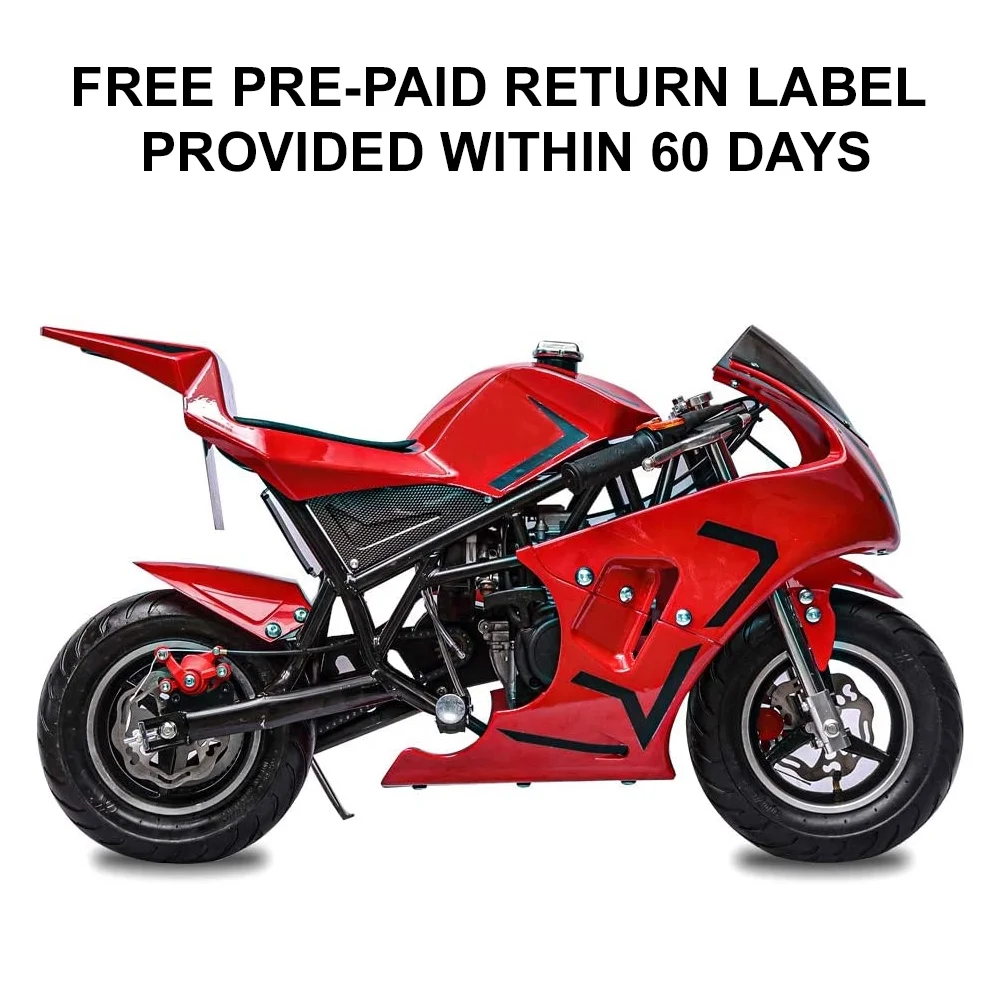 FRP 4 Stroke Pocket Bike 03, Pocket Bike for Kids W/ Strong Dual Brake, Realistic Racing Pocket Rocket Max Speed 20 Mph, Mini Bike Max Weight 165 lb - Ultra Edition, Red