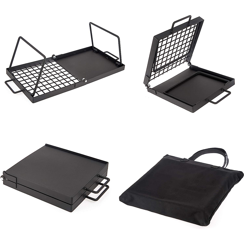 Modern Heavy Duty Steel Powder Coated Folding Camping Cooking Grate Over Fire Pit Campfire BBQ Grill