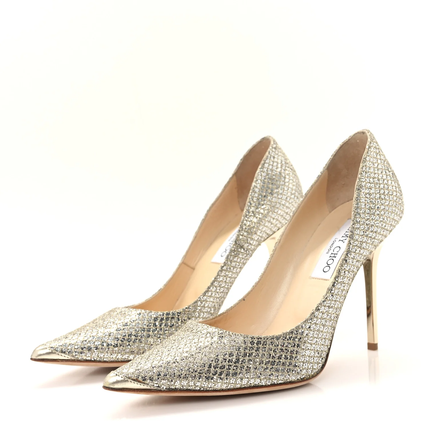 Glitter Fabric Romy 85 Pumps 37.5 Champagne