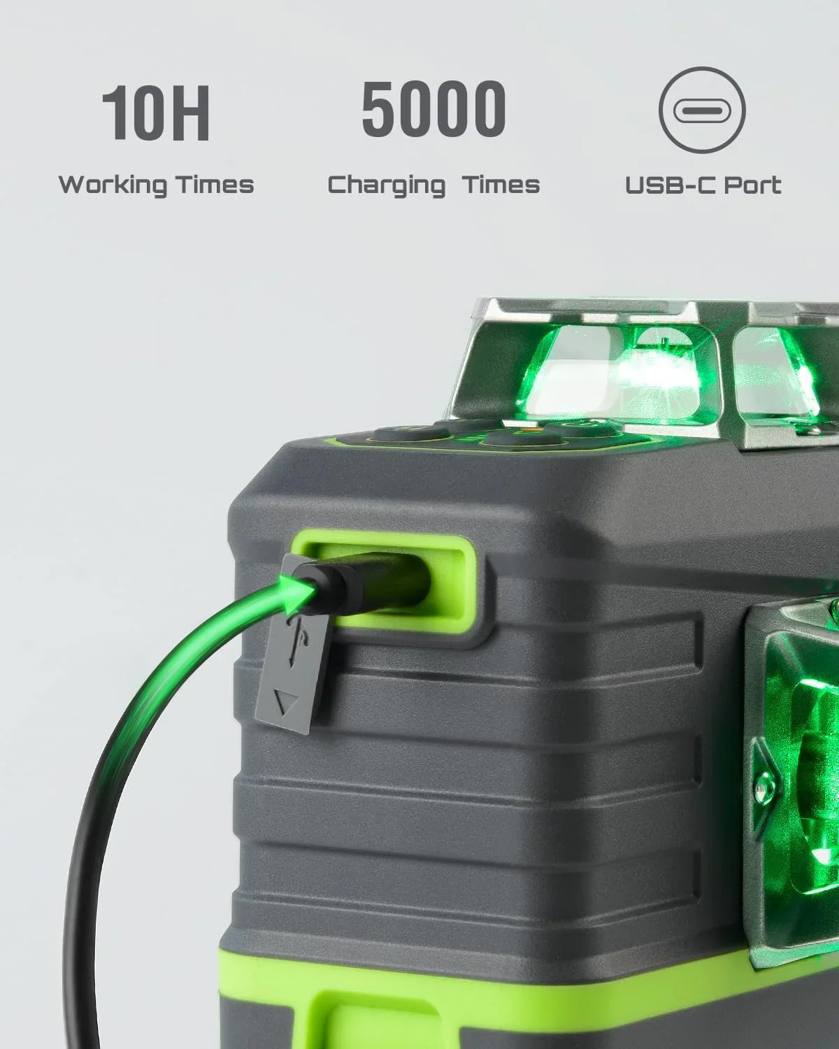 Laser Level 3x360�� LASGOO with Remote Control, 2 Rechargeable Batteries, 100FT Range, 360�� Magnetic Rotating Stand, IP54, 3Ds