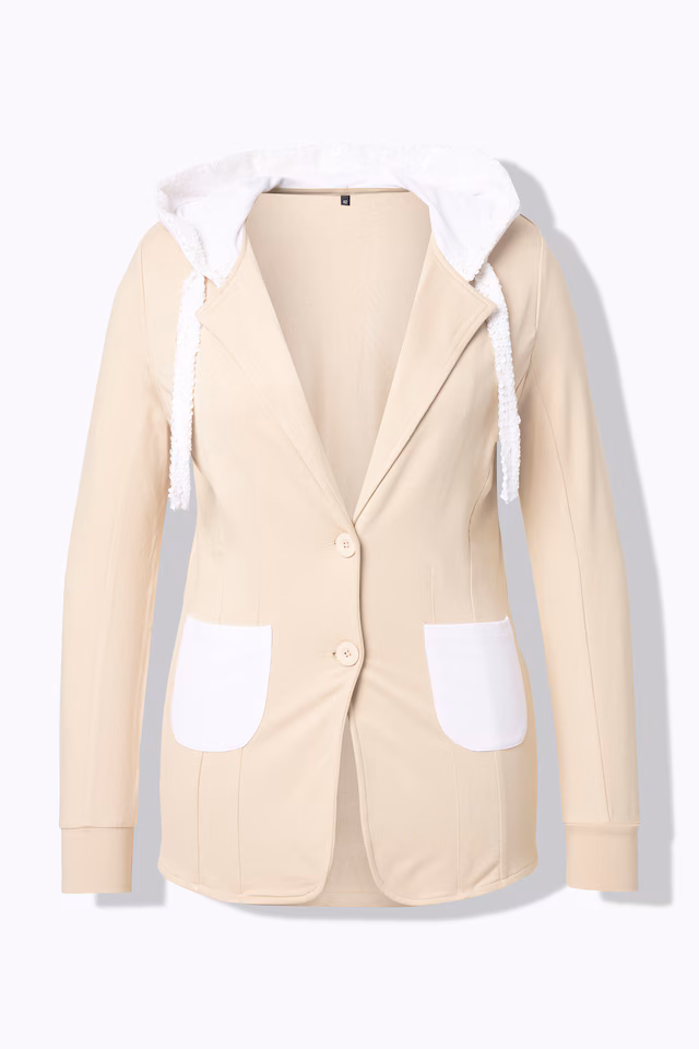Jersey blazer, straight fit, hood with sequins