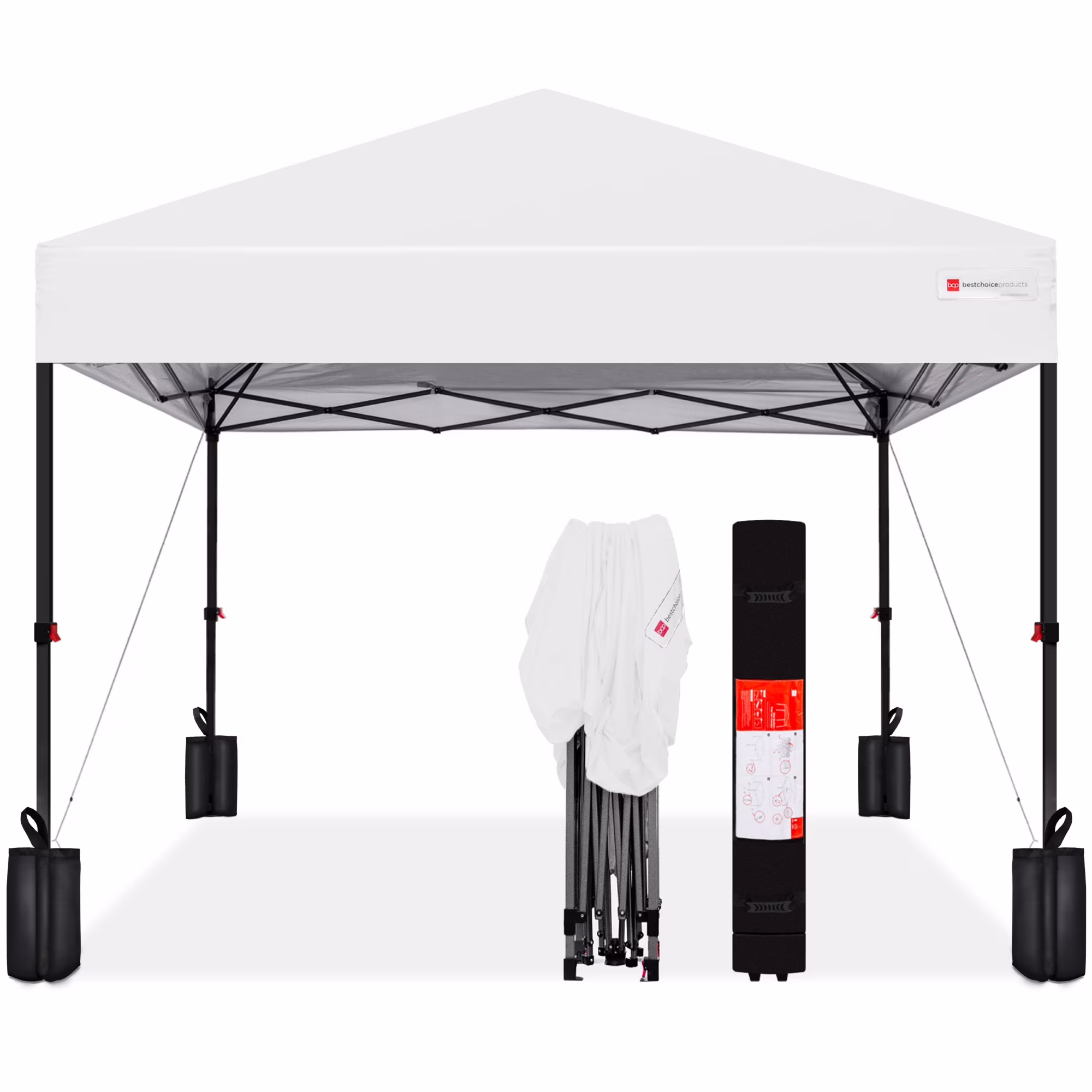 12x12ft Easy Setup Pop Up Canopy w/ 1-Button Setup, Wheeled Case, 4 Weight Bags Navy Blue(Navy Blue) - Image 5