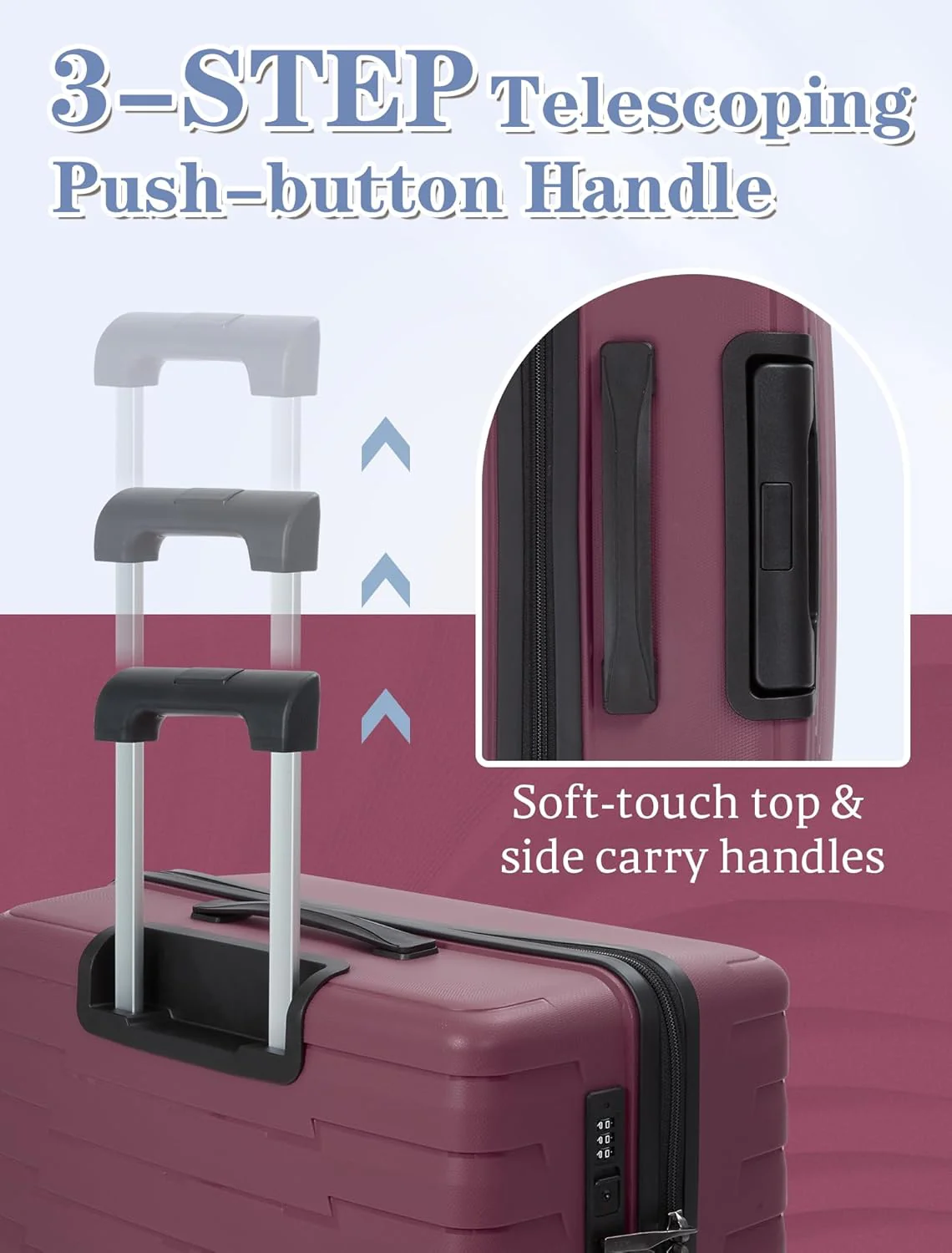 Ensemble de 5 valises à roulettes, valise rigide en ABS avec roulettes multidirectionnelles