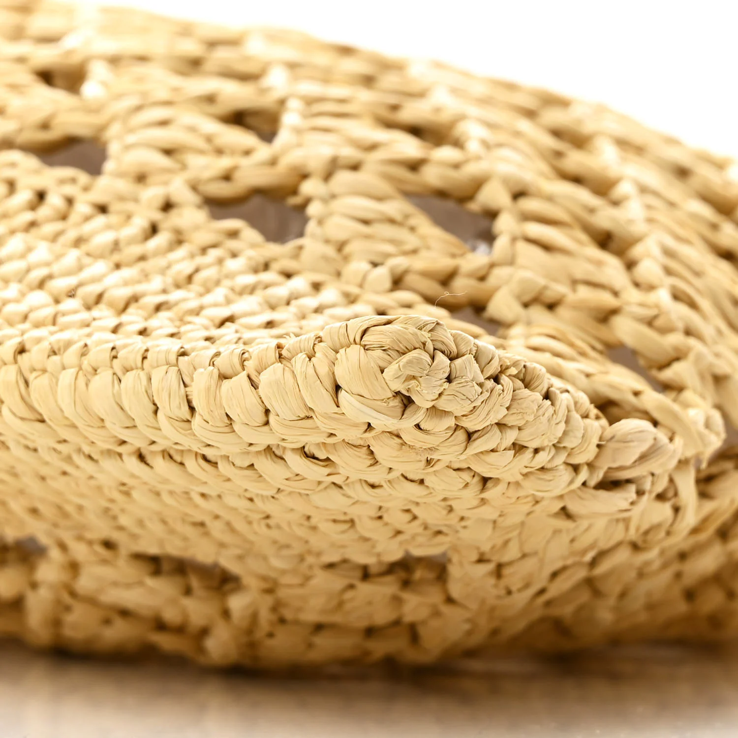 Yarn Raffia Effect Embroidered Logo Tote Naturale