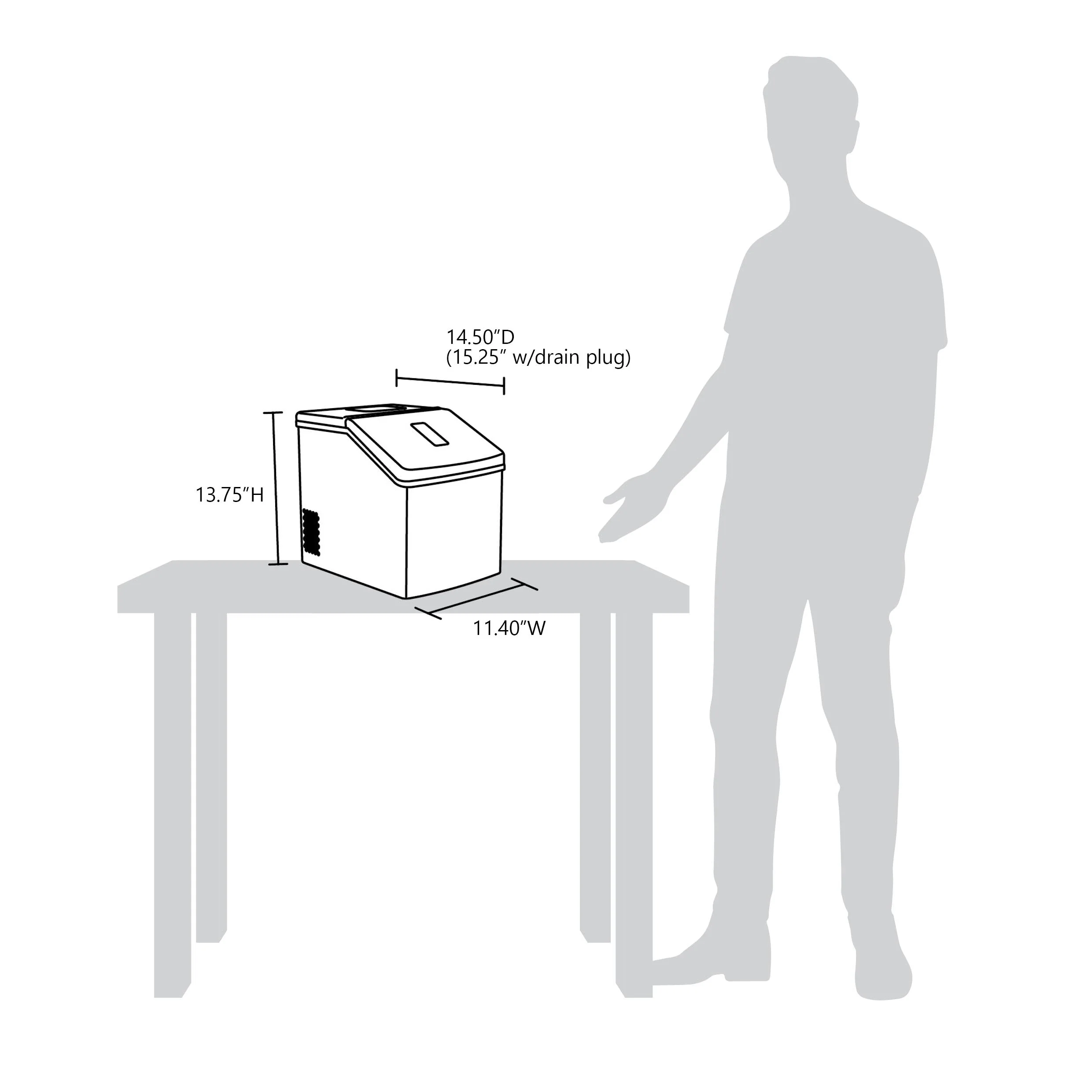 Luma Countertop Ice Maker. Clear Ice, 40 lbs/day - Stainless Steel