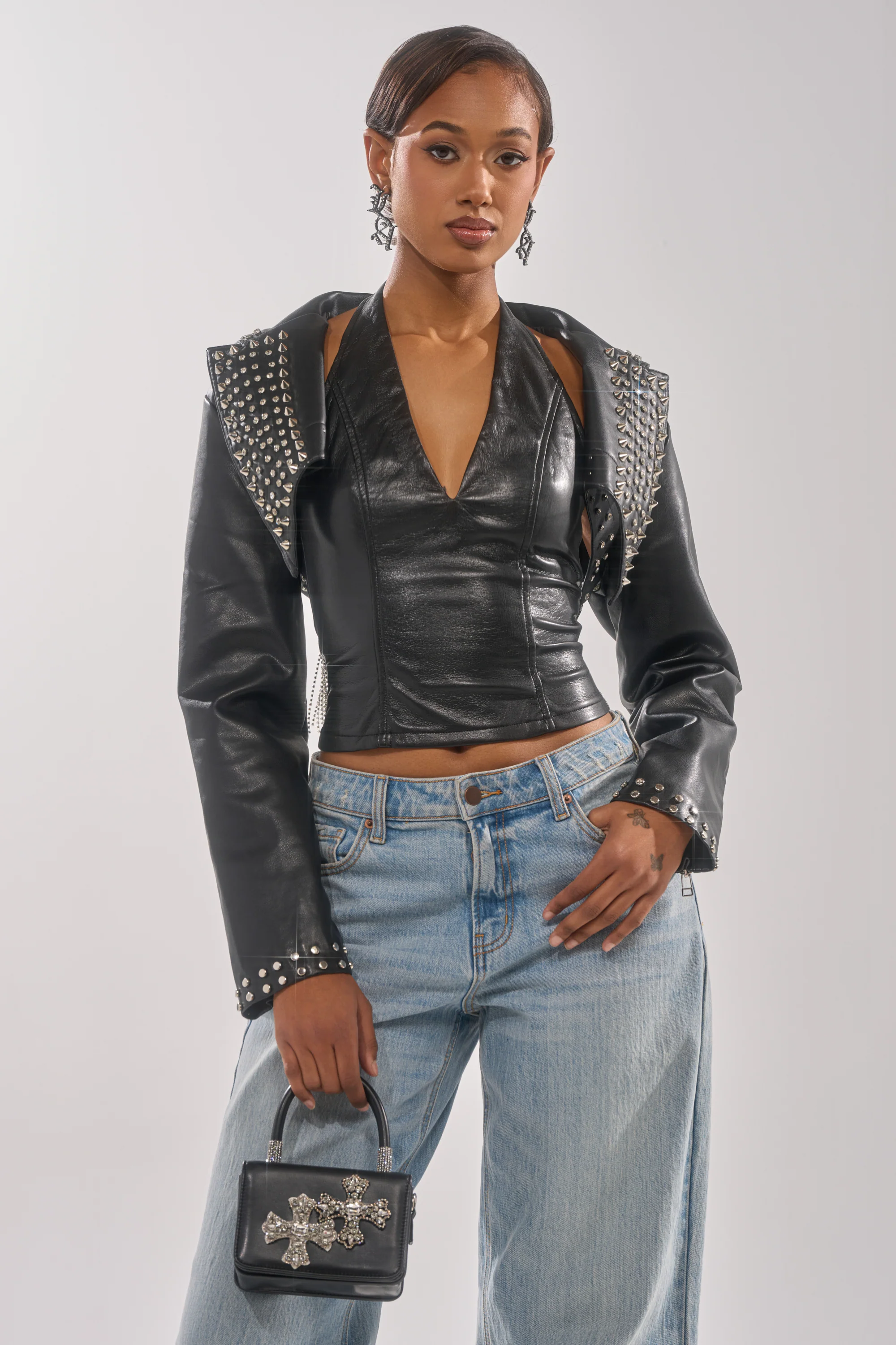 NAOMI EMBELLISHED ULTRA CROP MOTO - Akira Store