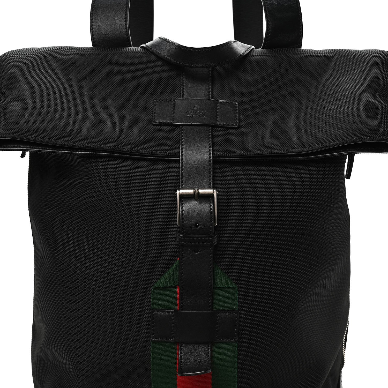 Techno Canvas Web Single Buckle Backpack Black