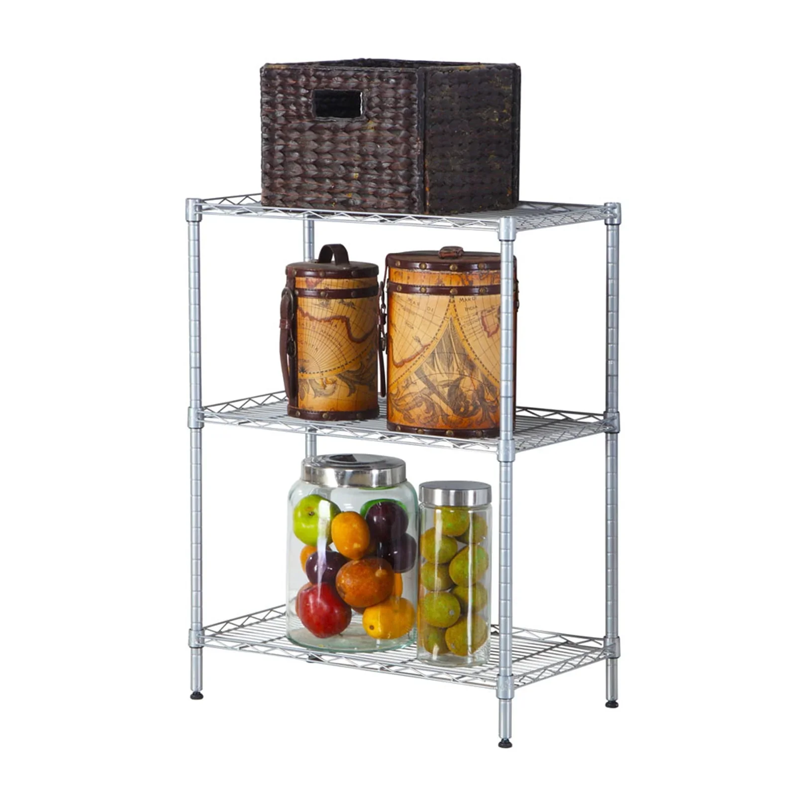 QXDRAGON 23 x 13 x 32 Bakers Rack, 3-Tier Heavy Duty Kitchen Food Storage Shelf, Adjustable Height Metal Shelving, Sturdy Bookshelves for Living Room, Office, Dorm, Garage, Grill Area, Backyard