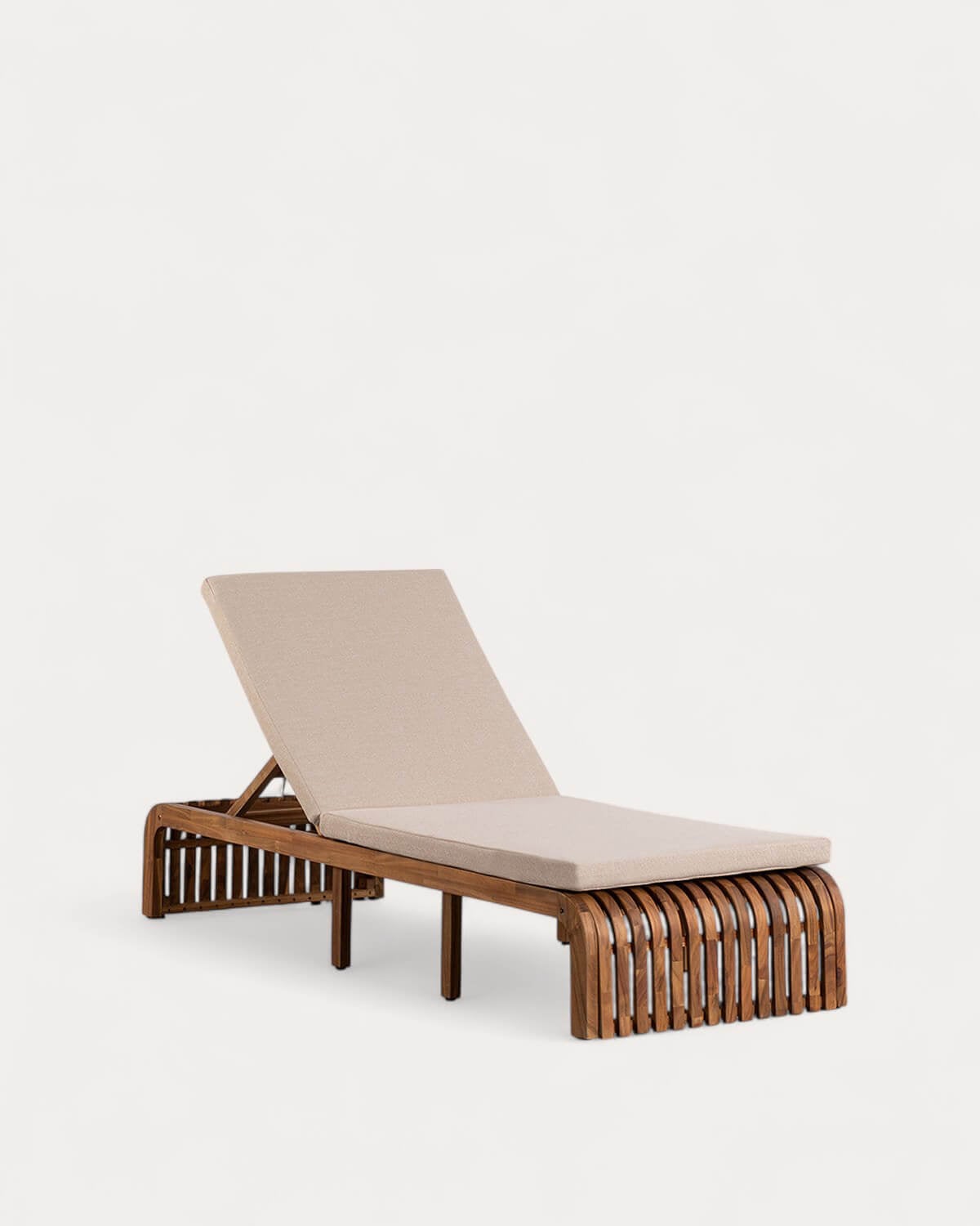 Hazan - Tumbona Reclinable de Madera de Acacia con Cojín de Tela Hazan
