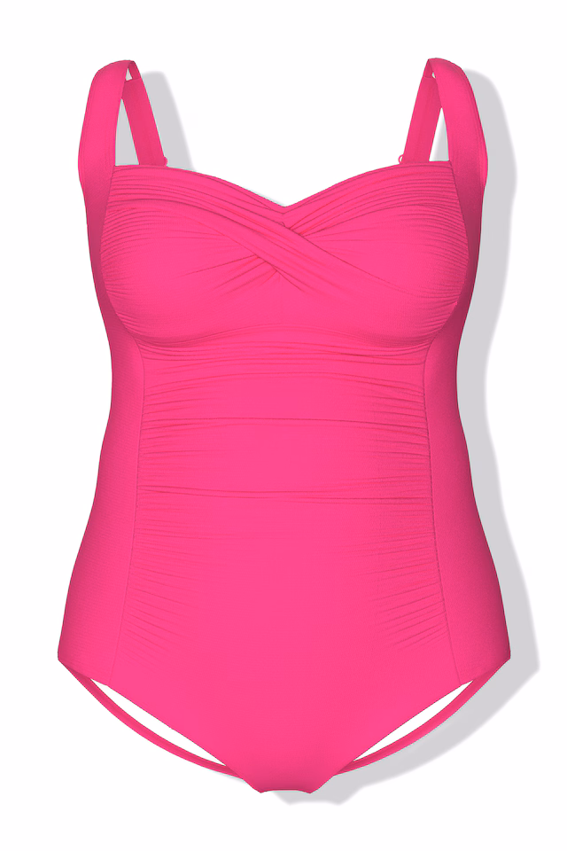 Draped Front Sweetheart Neck Front Lined Swimsuit
