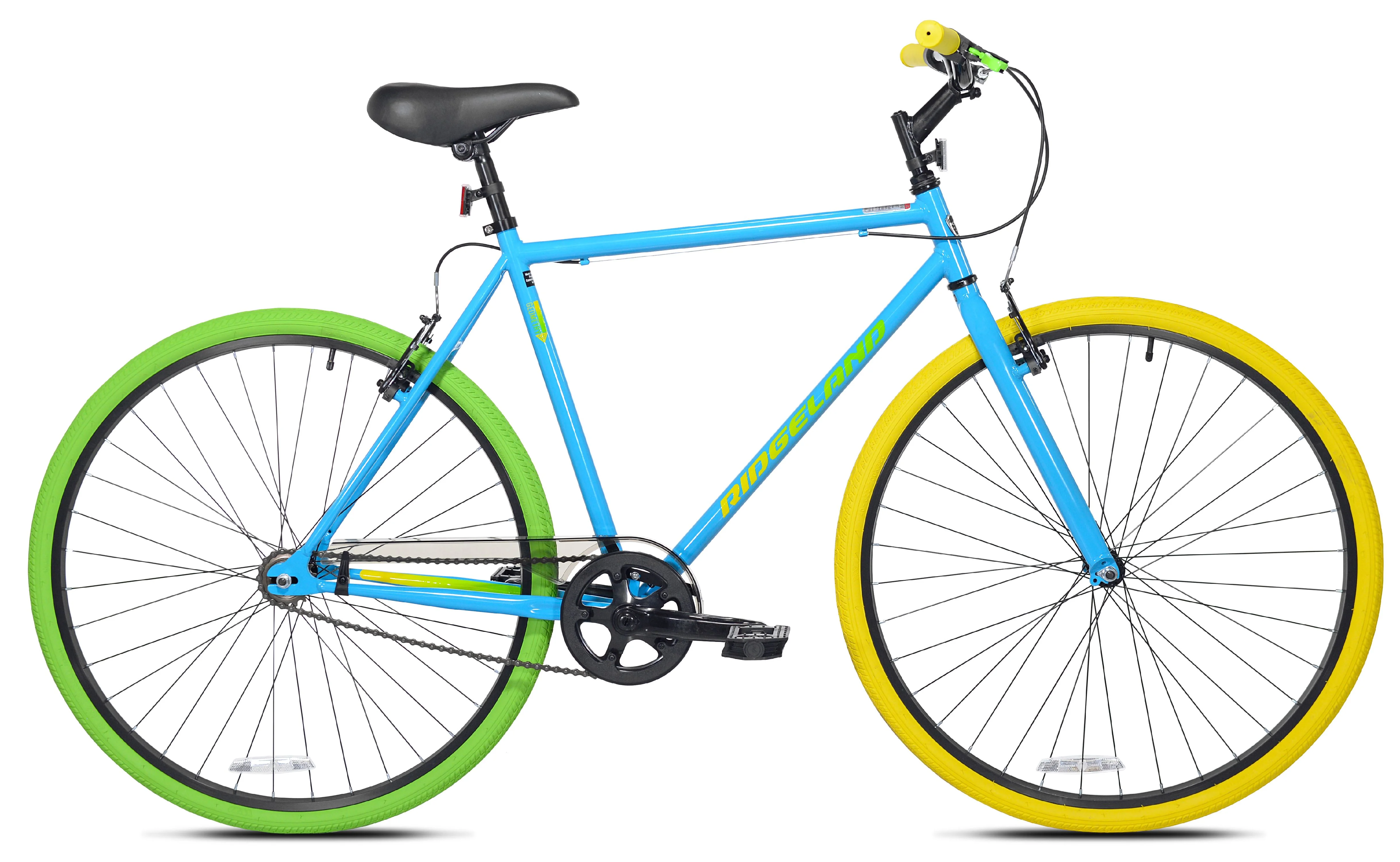 700C Men's Ridgeland Hybrid Bike, Blue/Green Image 2