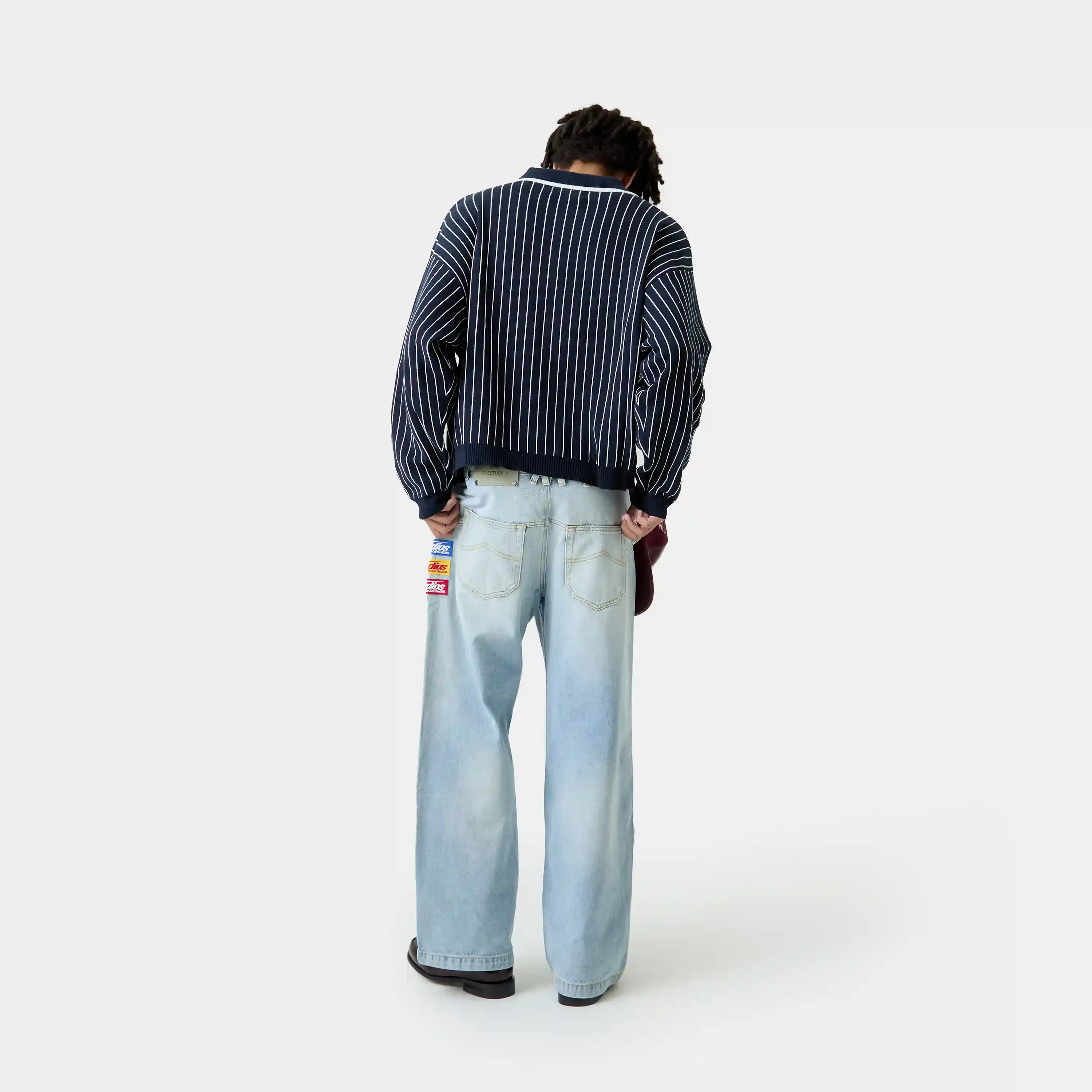 Pinstripe Navy Knit Polo