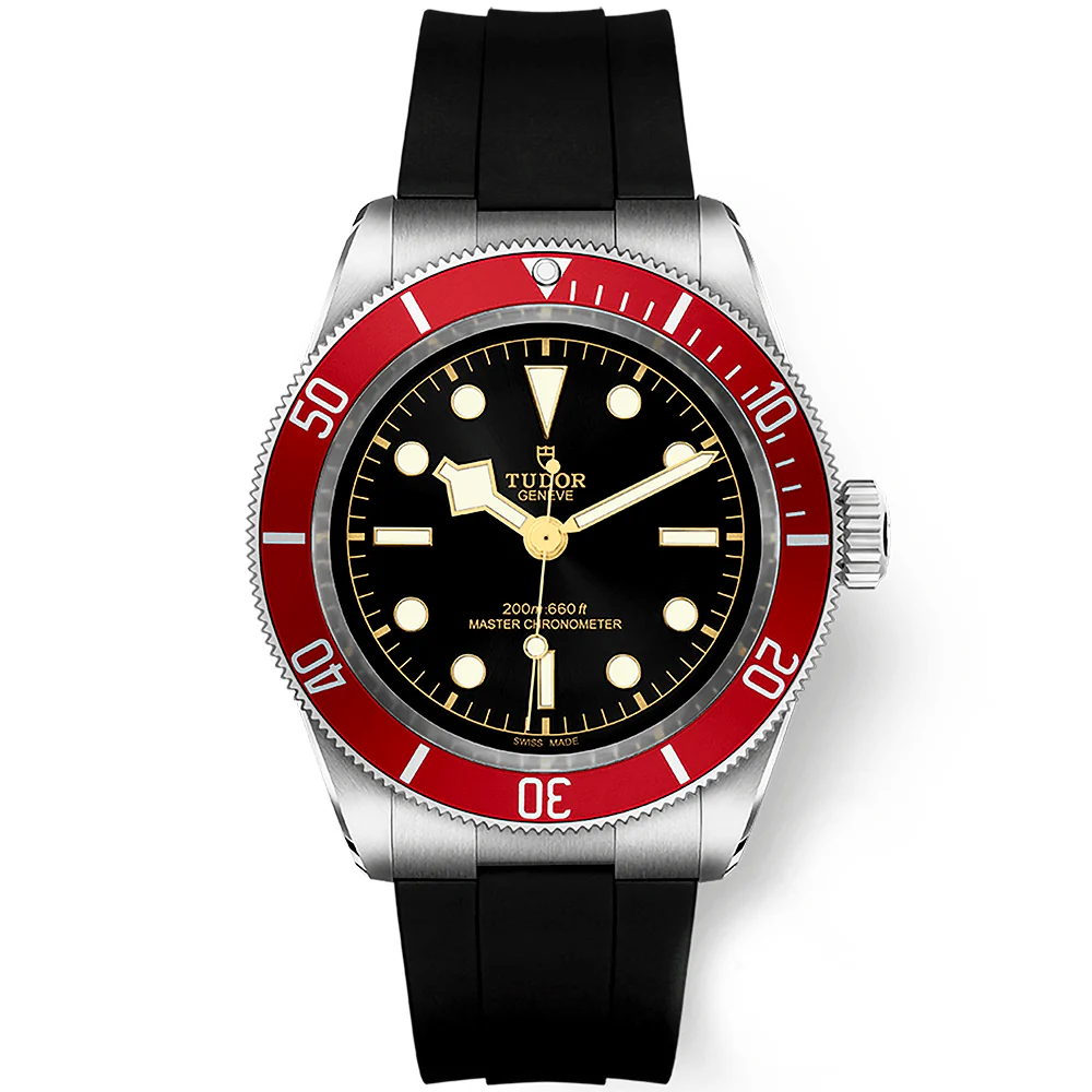 【Super Clone】TUDOR Black Bay 41mm Black Dial & Red Bezel Men's Rubber Strap Watch M7941A1A0RU-0002
