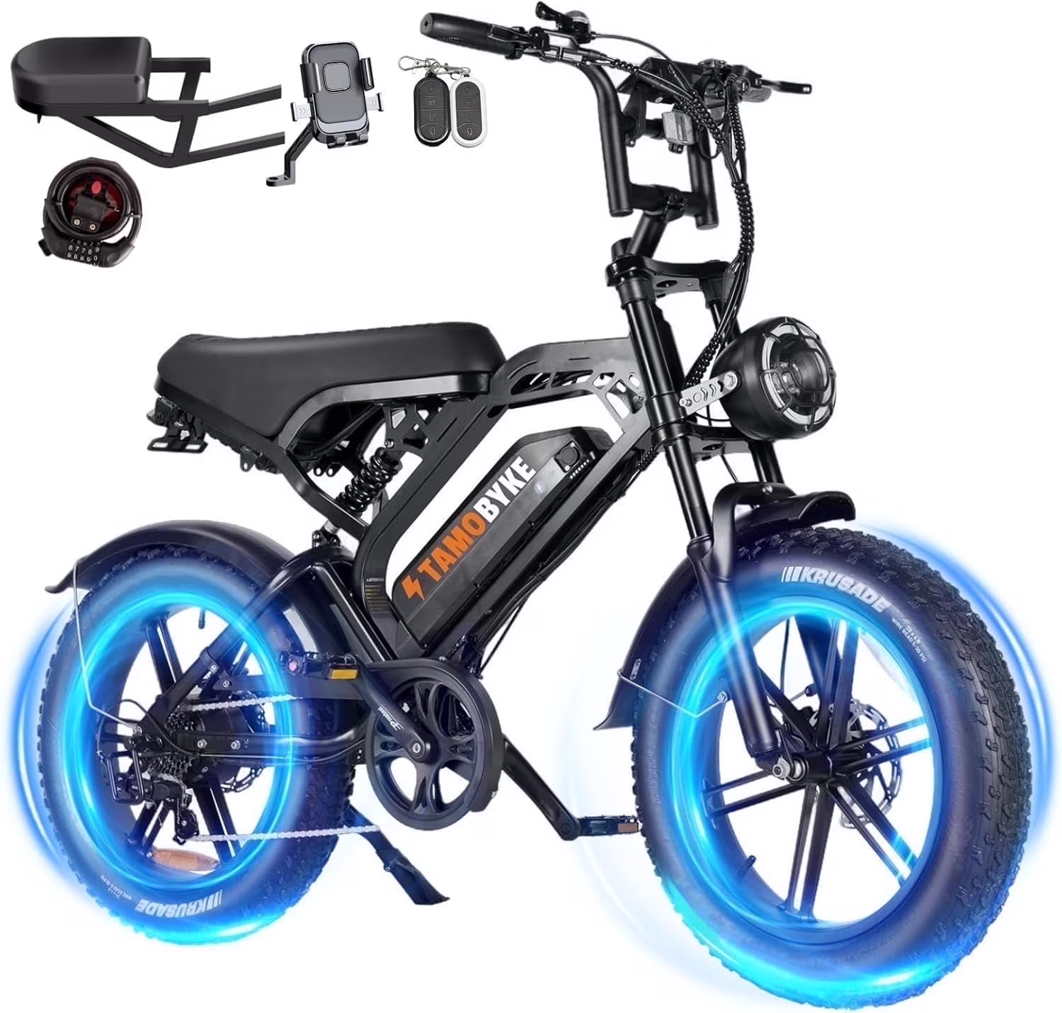 Electric Bike for Adults,Peak 1500W 28mph Mountain Ebike,48V 15.6AH 20" Fat Tire Electric Bicycle Full Suspension UL2849(V20-Black)