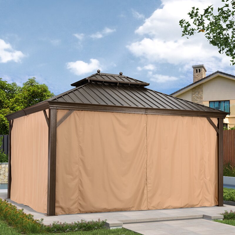 Gazebo de patio en aluminium de 3 m de large x 3,6 m de profondeur