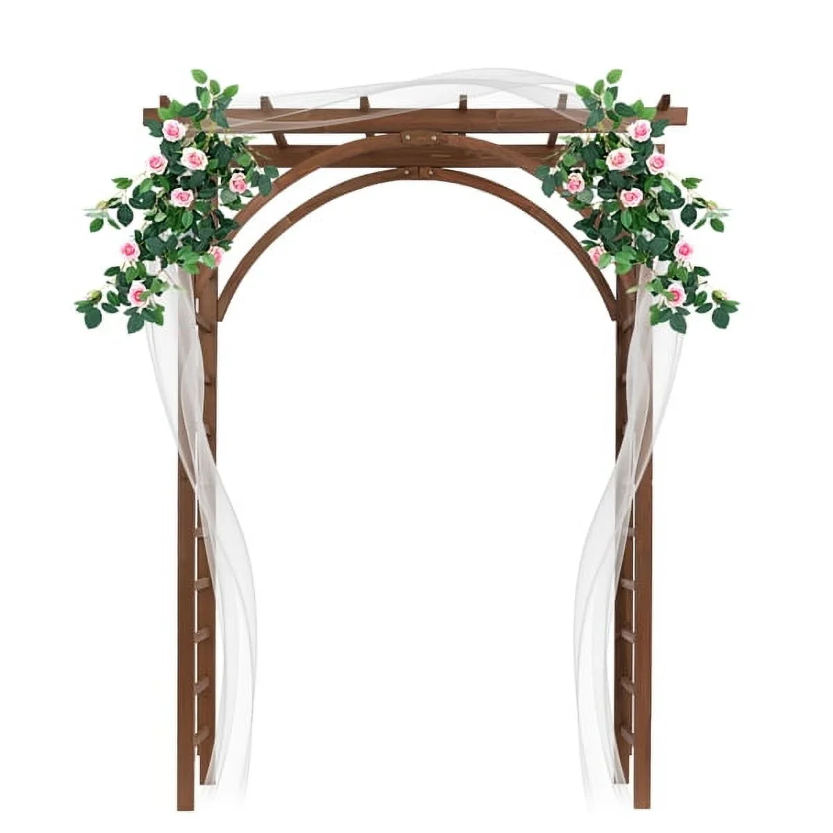 Dark Brown Decorative Garden Arch - Heavy-Duty Fir & Rustproof Iron for Climbing Plants, Roses - 84.6 Tall Outdoor Arch for Backyards,  Garden Entries