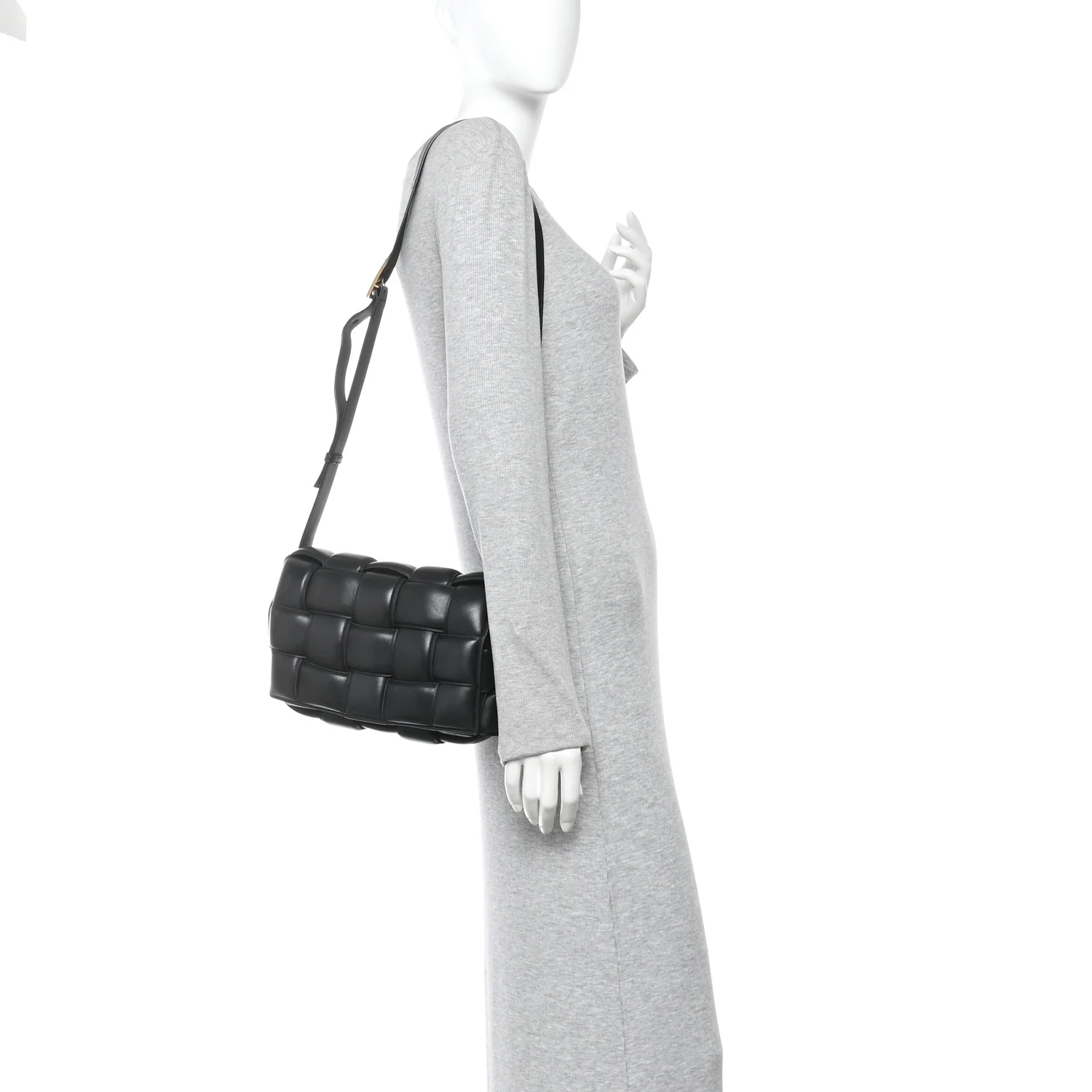 Nappa Maxi Intreccio Padded Cassette Crossbody Bag Black