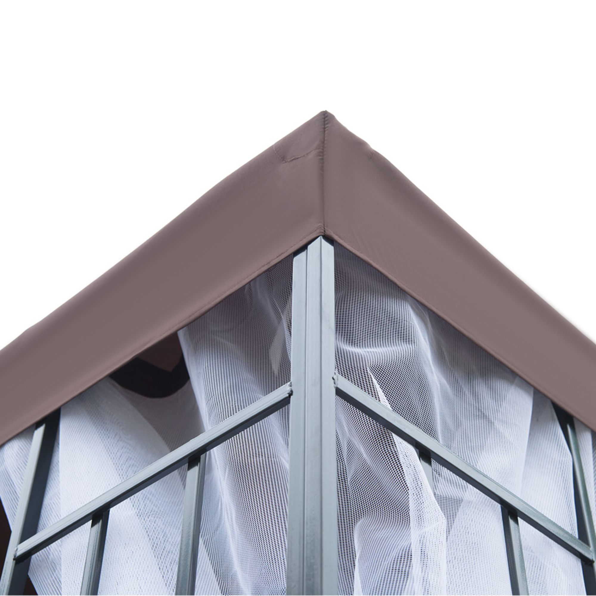 Outsunny Partytent in de tuin partytent paviljoen tuintent feesttent dubbel dak 3 x 3 m bruin