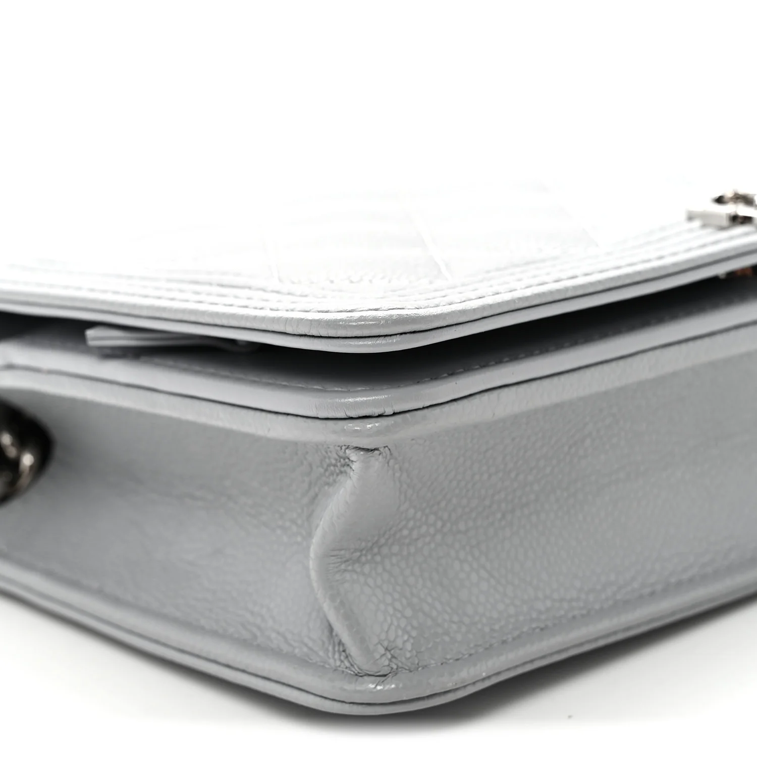 Caviar Quilted Boy Wallet On Chain WOC Grey