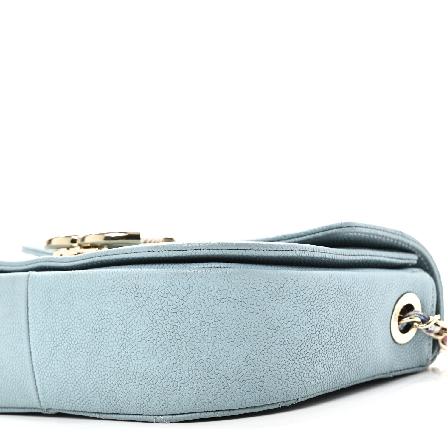 Grained Calfskin Quilted Small Cuba Top Handle Flap Blue