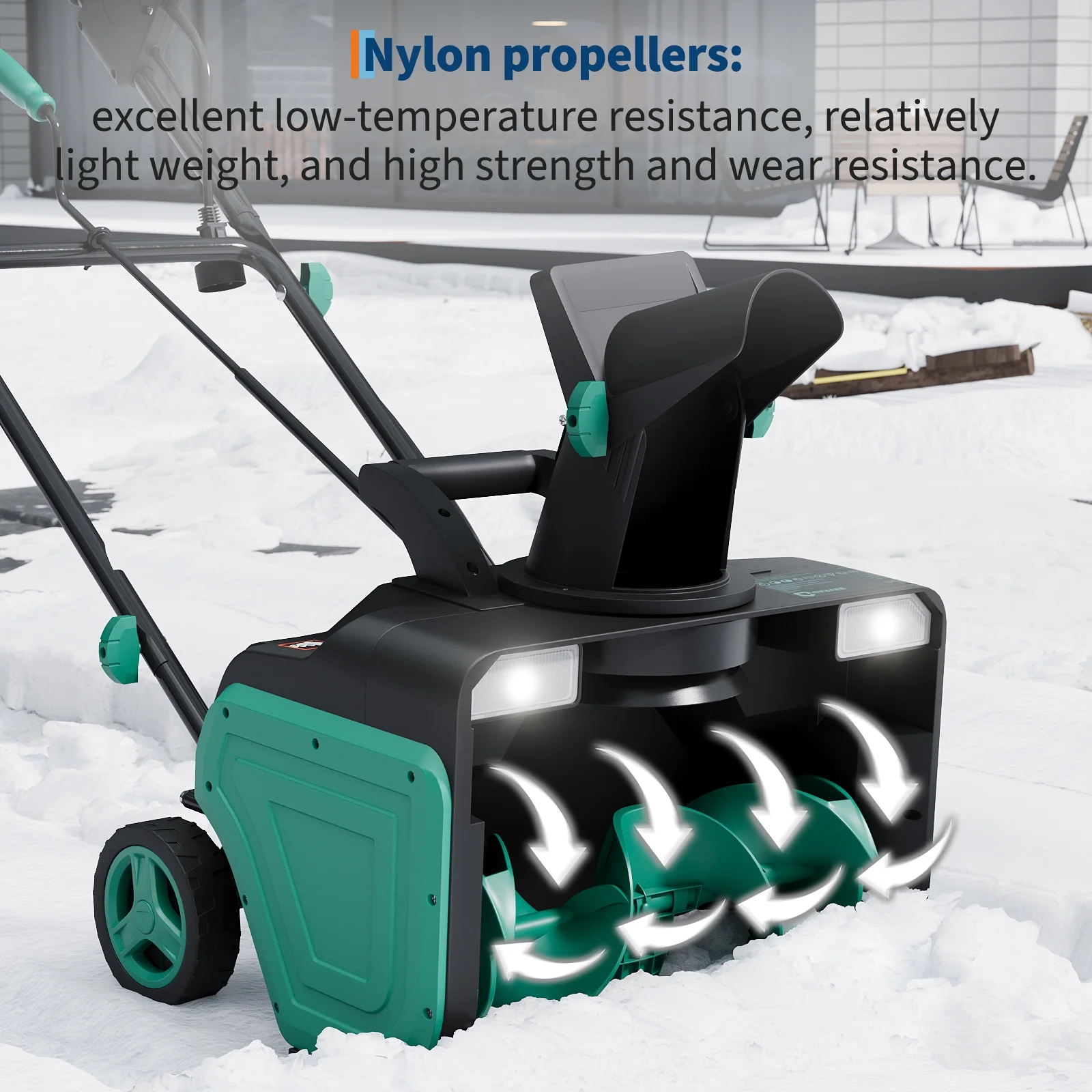 Corded Electric Snow Blower, Electric Snow Thrower 2200W Motor with 33,000 RPM, 20" Clearing Path, 25ft Throwing Distance with Nylon Auger, Dual LED Lights for Enhanced Visibility(20") - Image 5