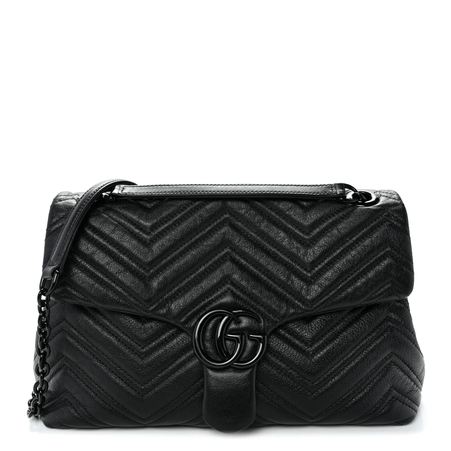 Soft Calfskin Matelasse Medium GG Marmont Shoulder Bag Black