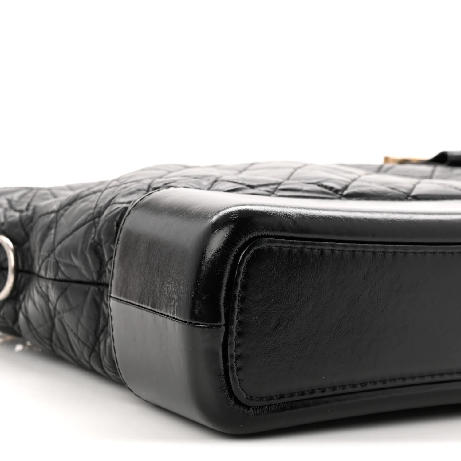 Aged Calfskin Quilted Large Gabrielle Hobo Black