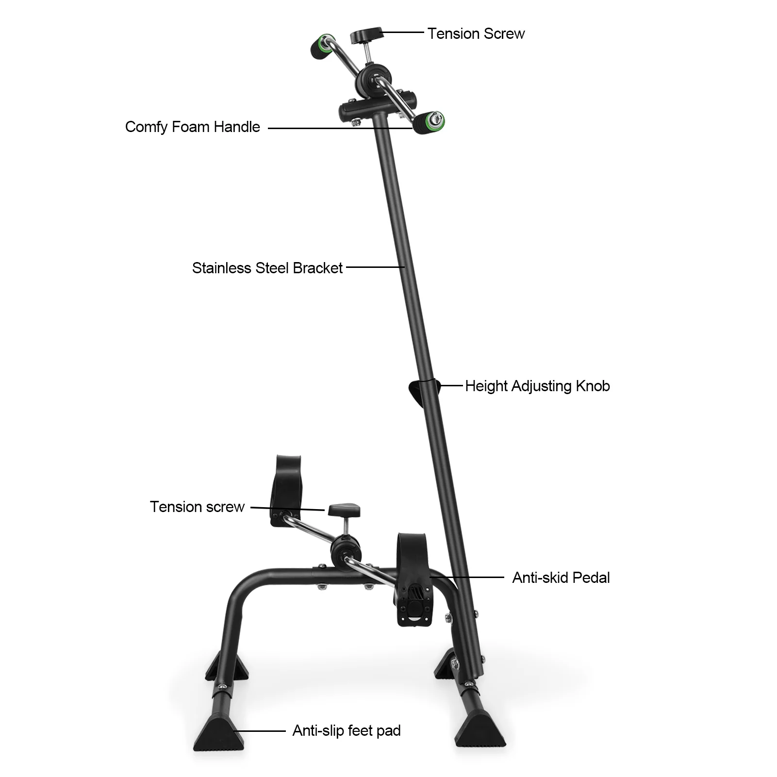 Elderly Exercise Bike,Pedal Exerciser Bike, Hand Arm Leg Knee Peddler,Adjustable Fitness Equipment for Seniors,Elderly Home Pedal Exercise Bike for Total Body(Black) - Image 6