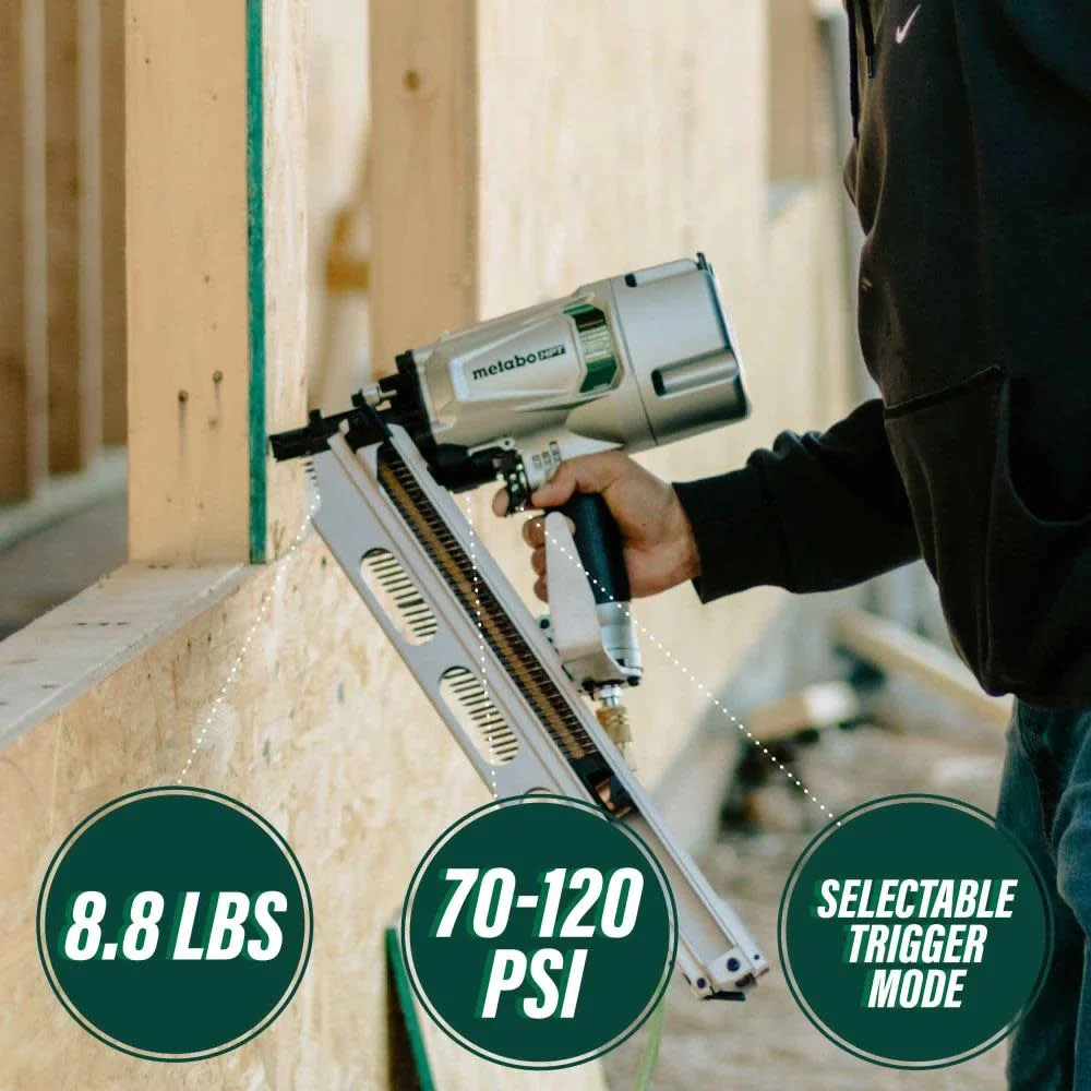 Metabo HPT Framing Nailer | High Grade Aluminum Magazine | Tool-less Depth Adjustment | Pneumatic | Framing Nails 2-Inch to 3-1/4-Inch | Rafter Hook | NR83A5(Y)