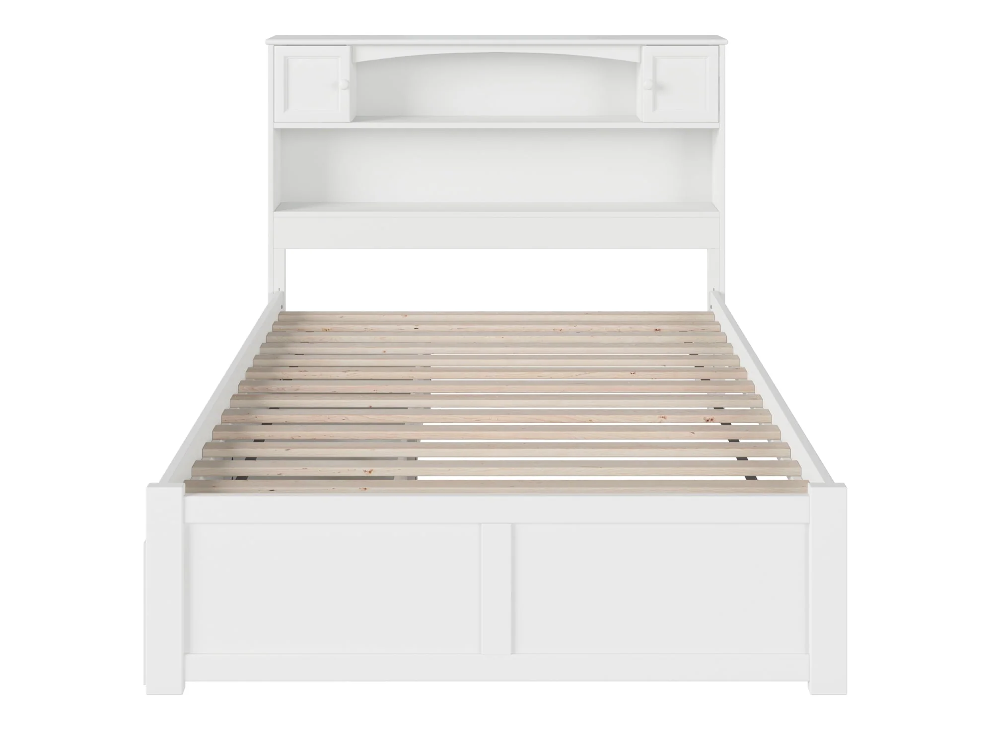 AFI Newport Full Solid Wood Platform Bed with Footboard 2 Storage Drawers in White Image 6
