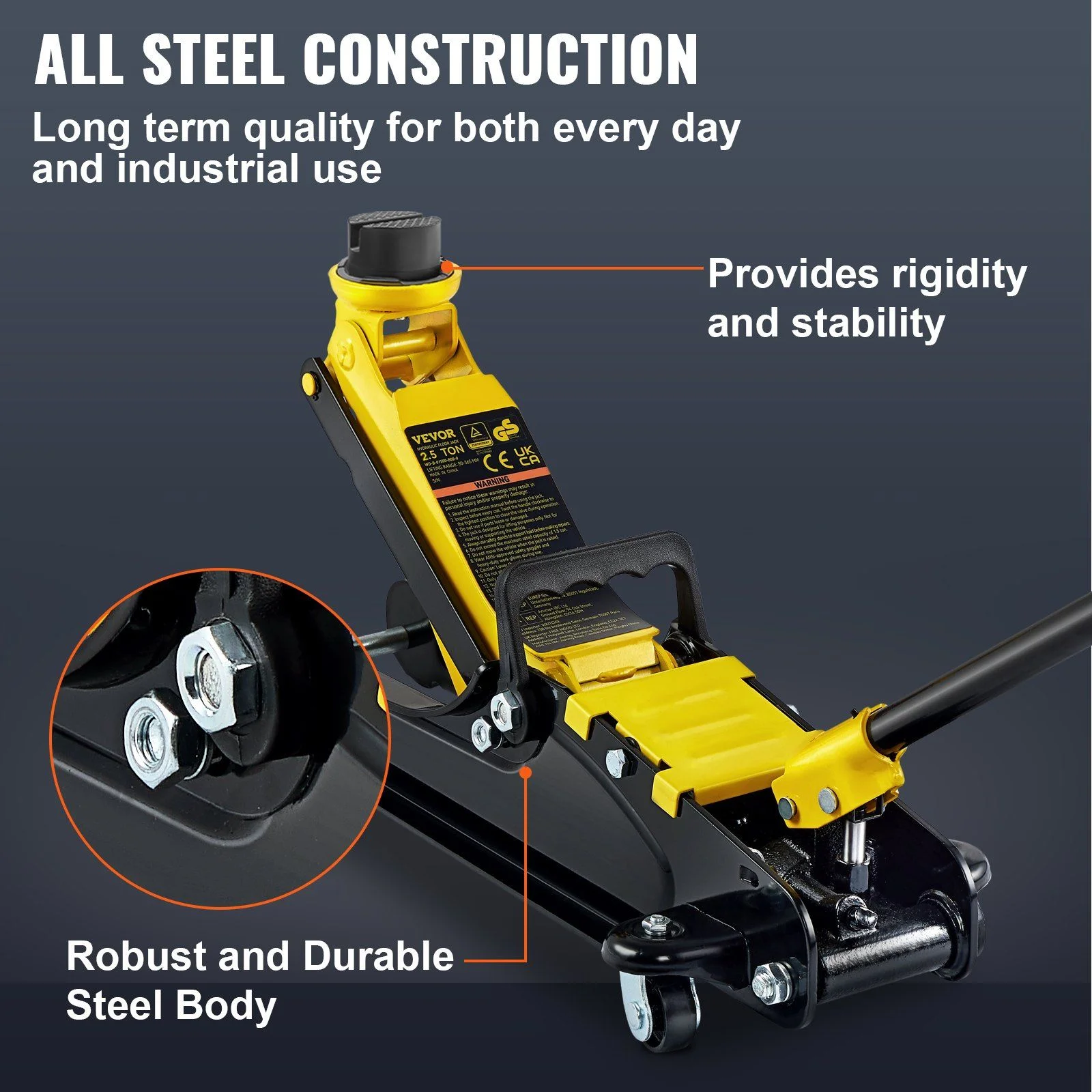 2.5 Ton Low Profile Floor Jack Heavy Duty Steel Hydraulic Pump for Cars SUVs - Image 5