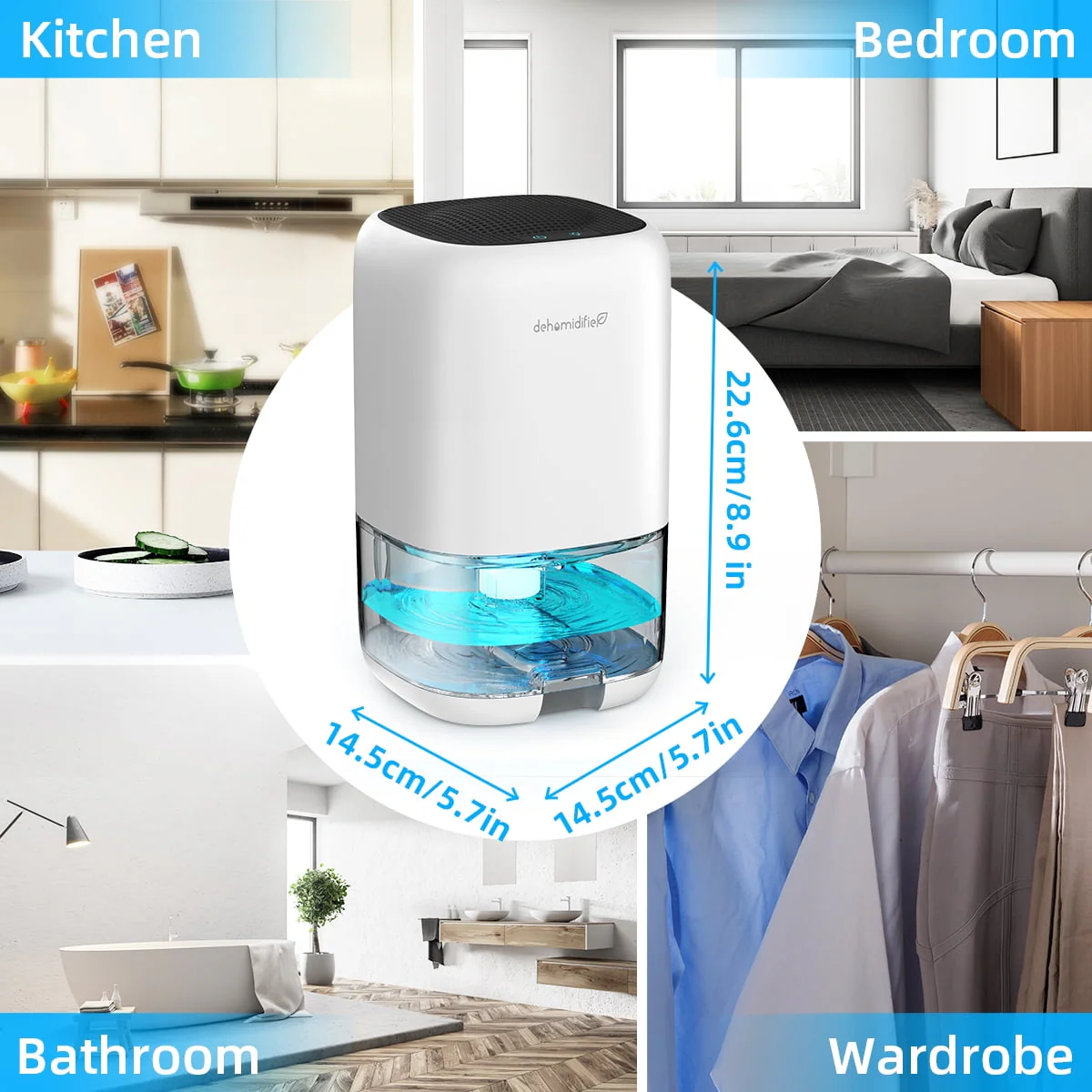 Dehumidifier Portable and Ultra Quiet with Automatic Defrosting for Home 1000ML(2200 Cubic Feet) - Image 3